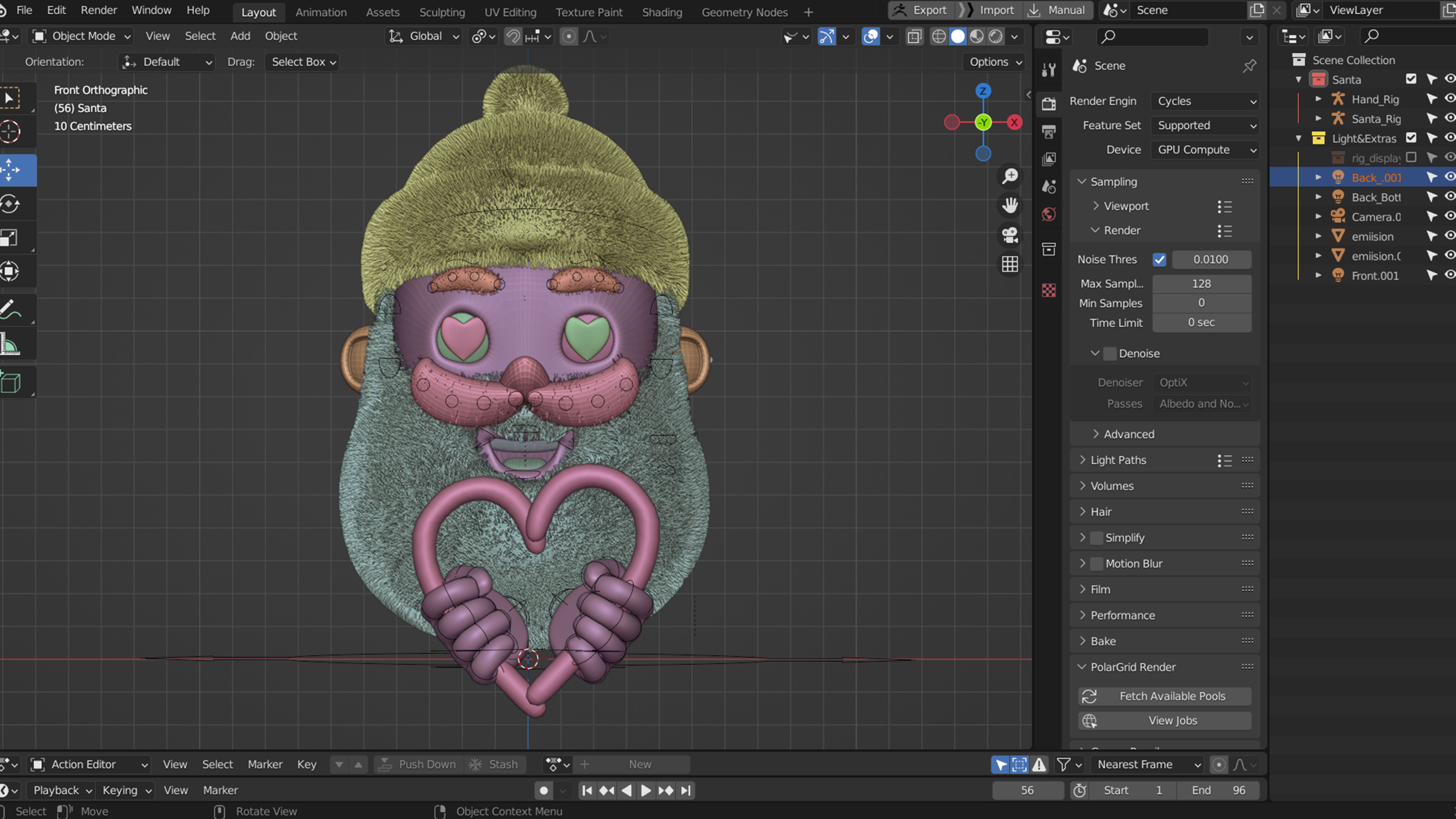 Animated Santa Candy Stick Low-poly 3D model_15