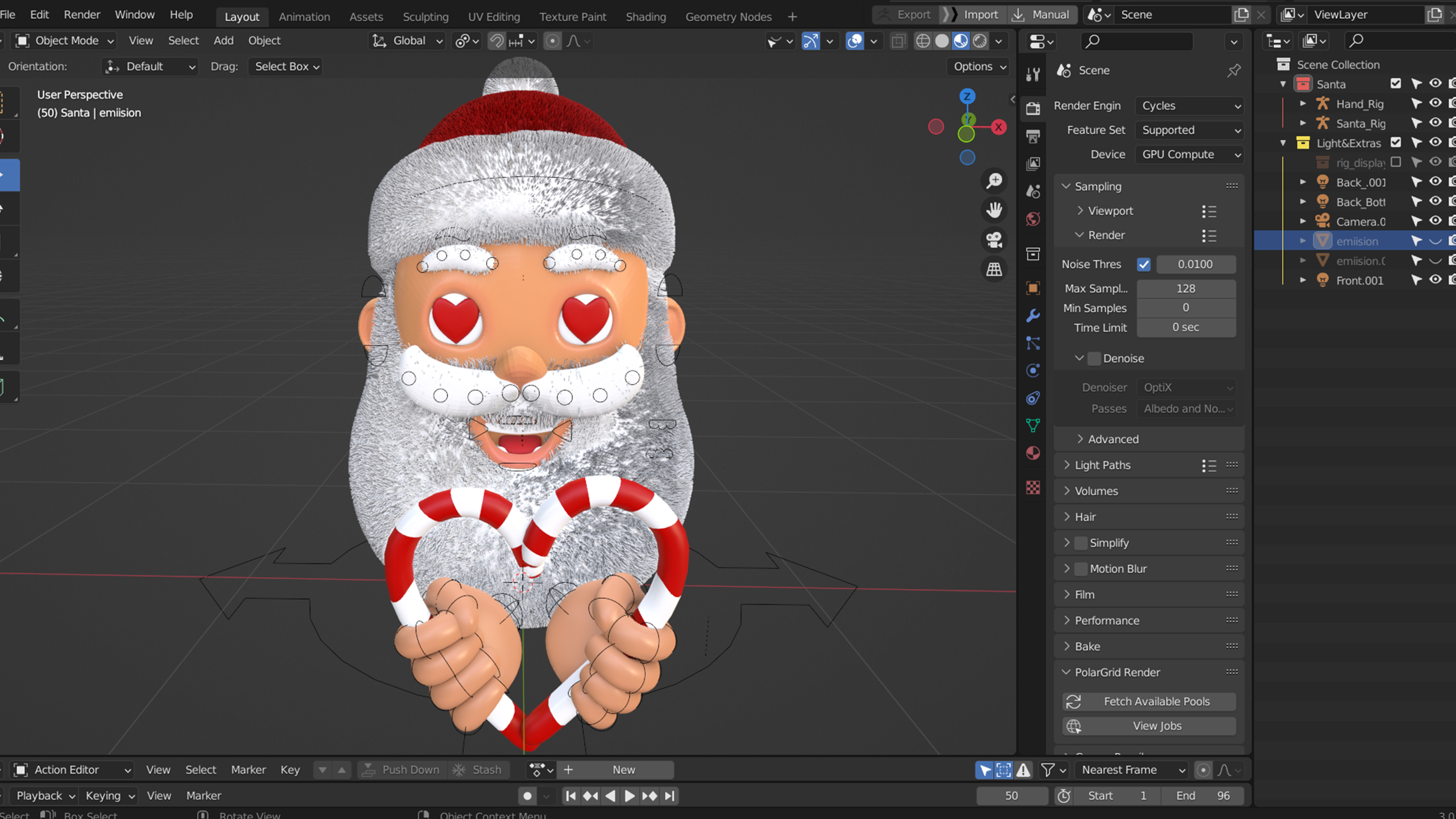 Animated Santa Candy Stick Low-poly 3D model_4