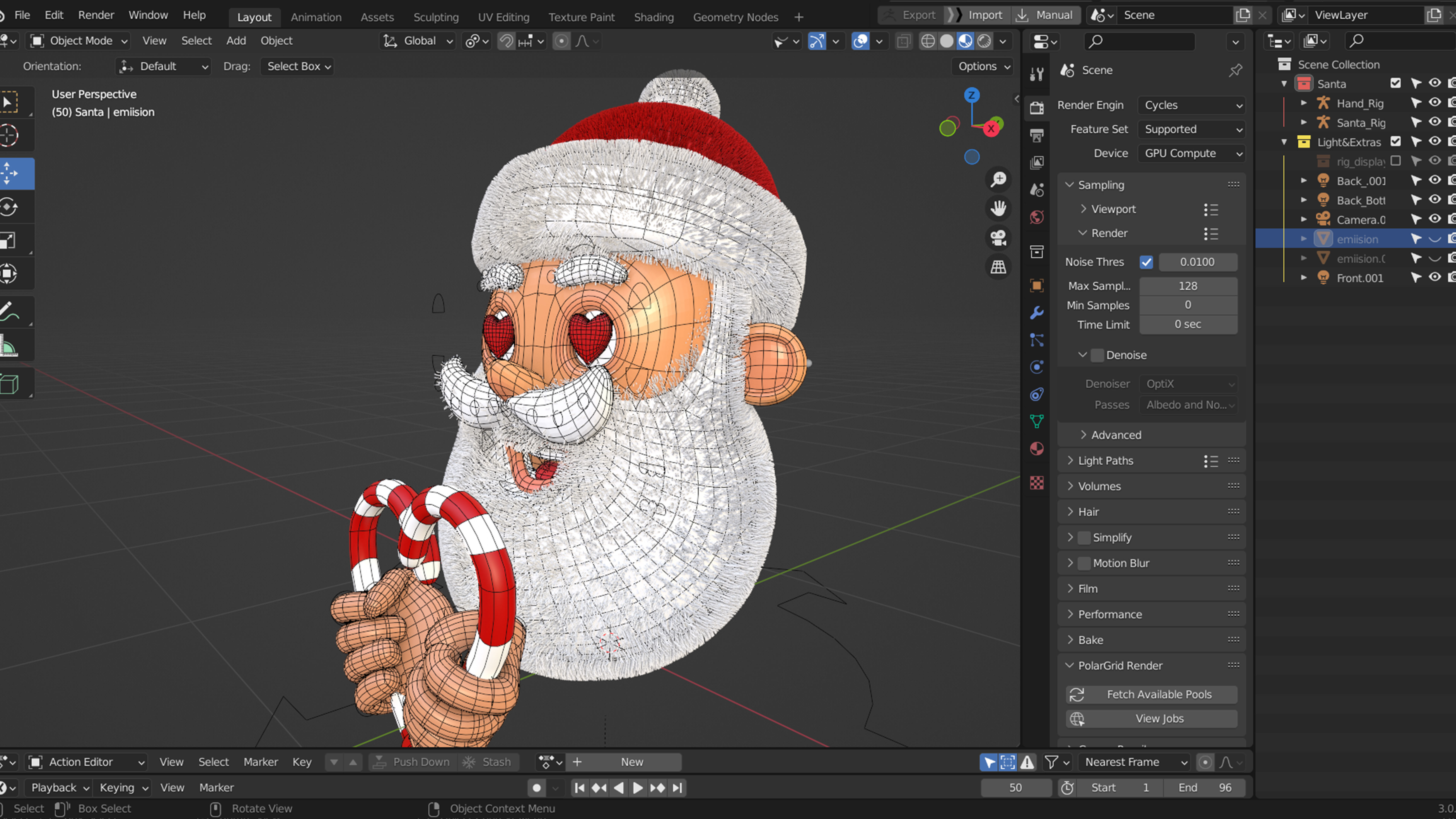 Animated Santa Candy Stick Low-poly 3D model_6
