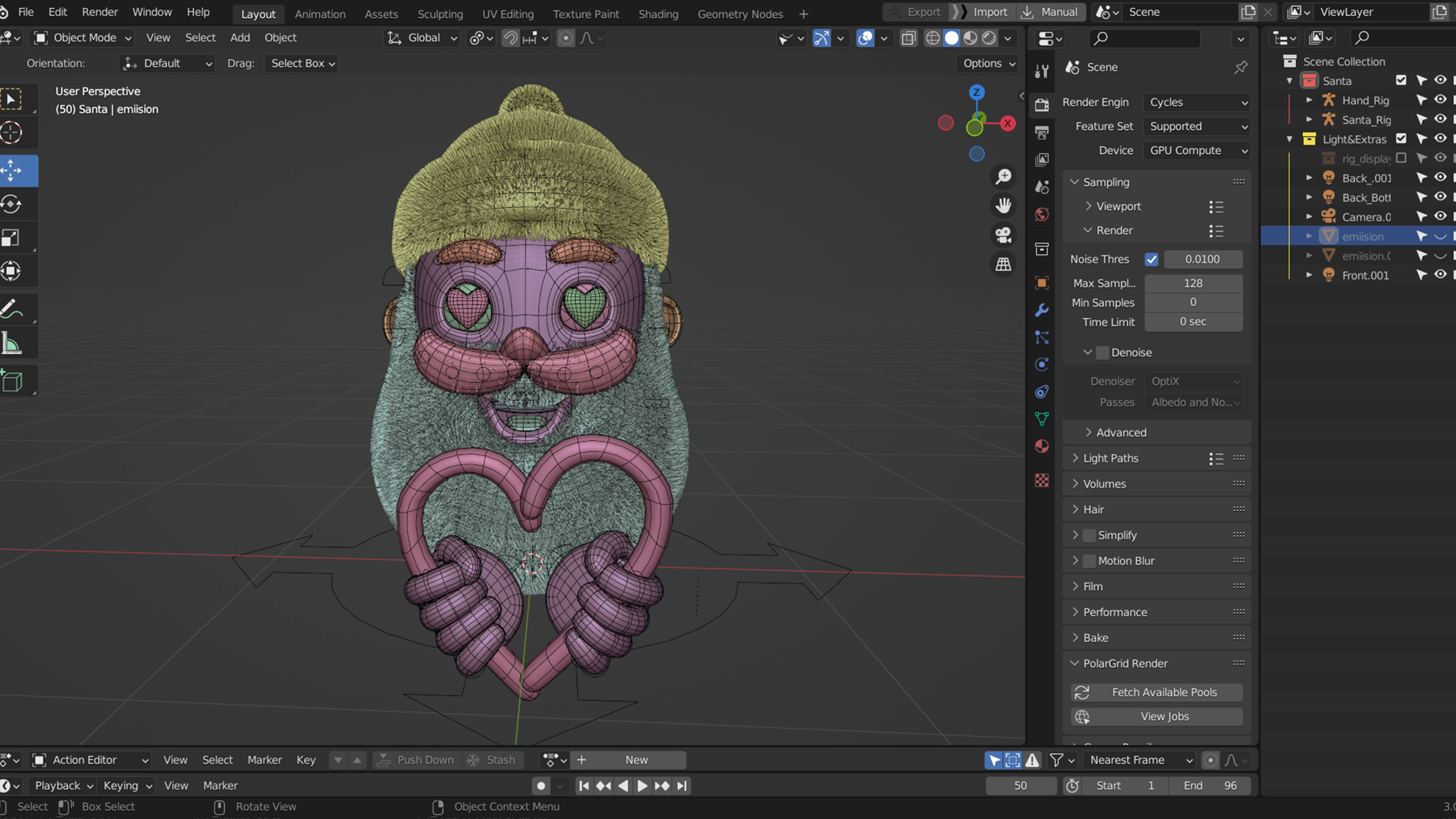 Animated Santa Candy Stick Low-poly 3D model_7