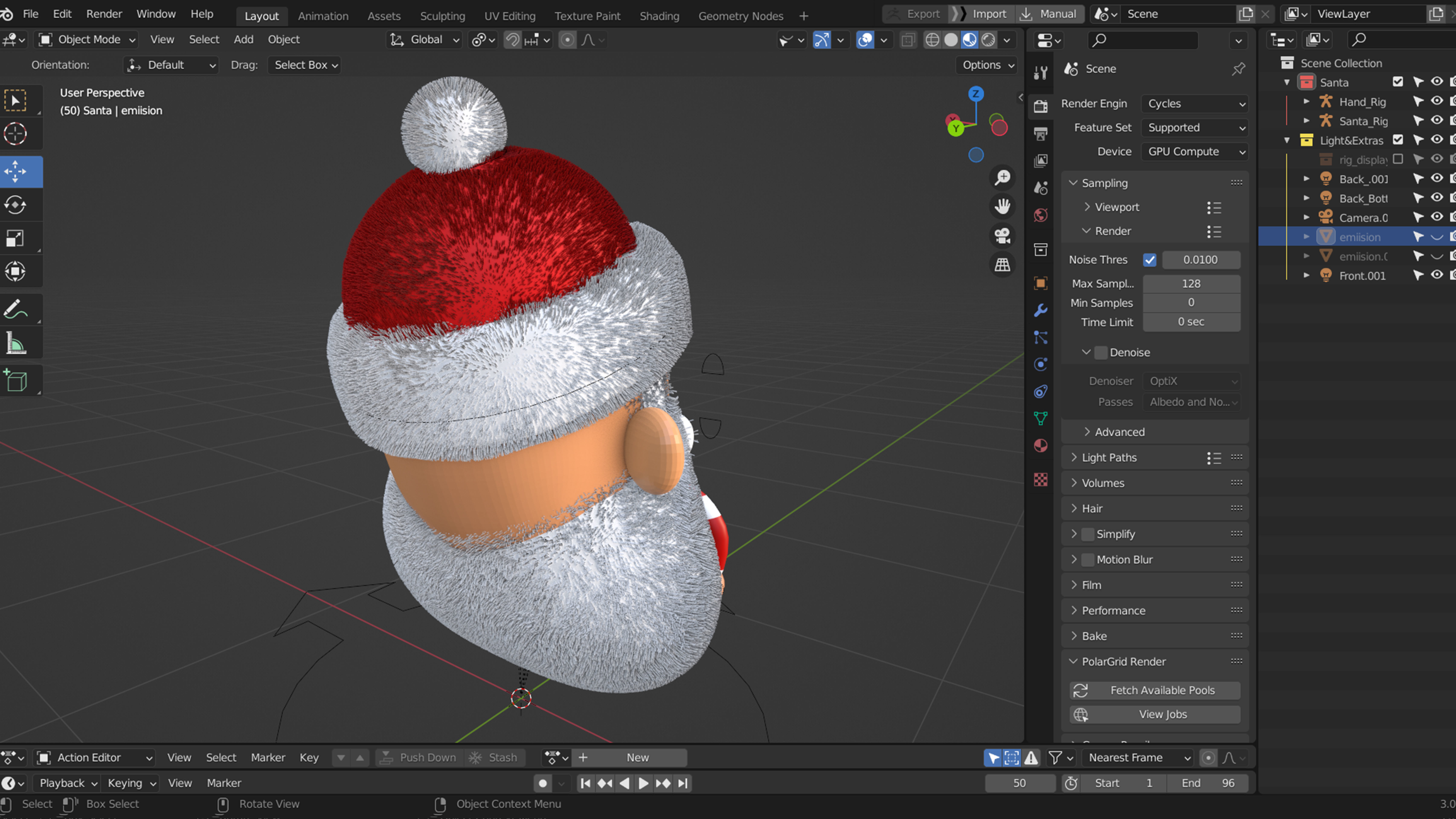 Animated Santa Candy Stick Low-poly 3D model_8