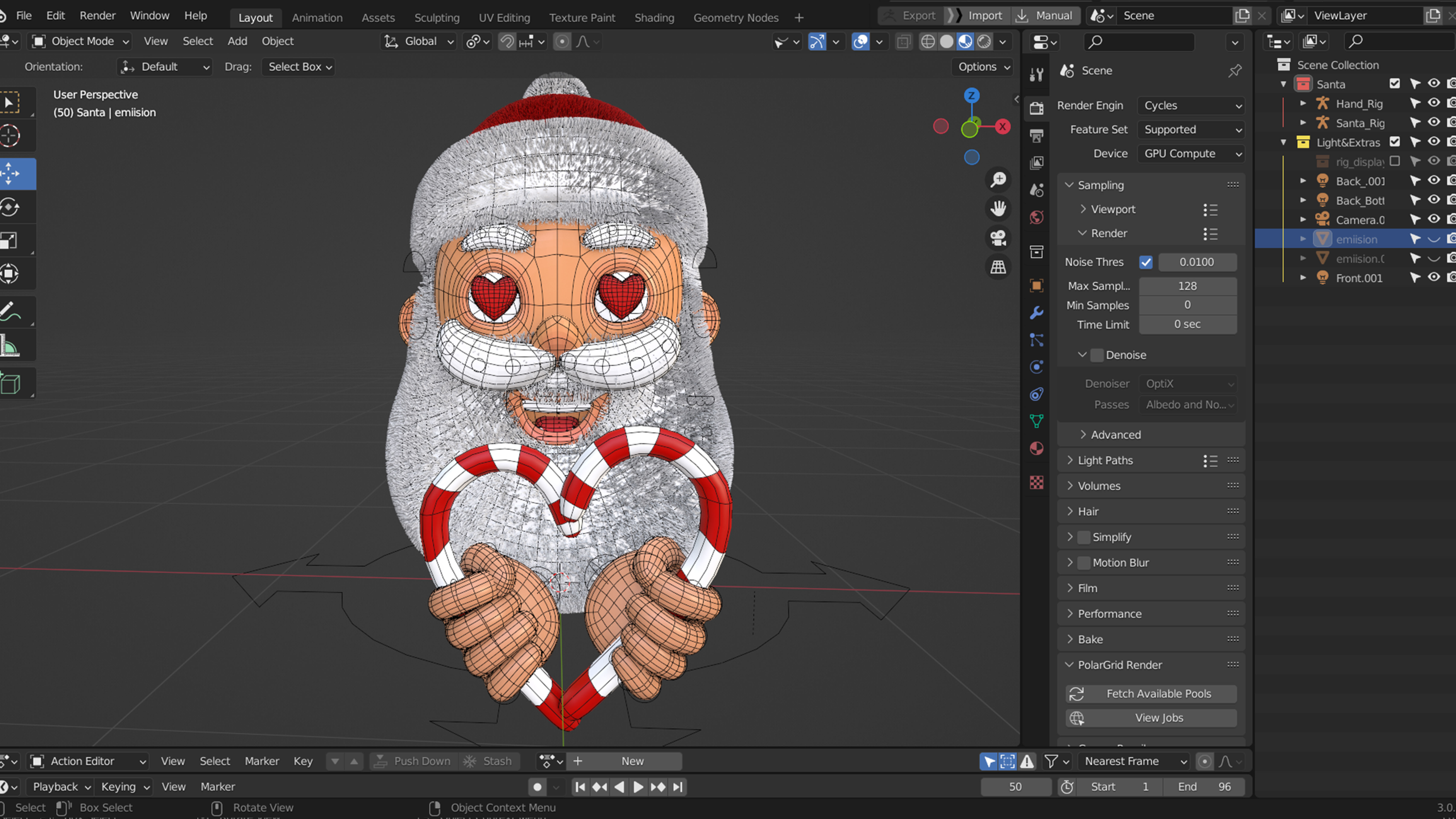Animated Santa Candy Stick Low-poly 3D model_5