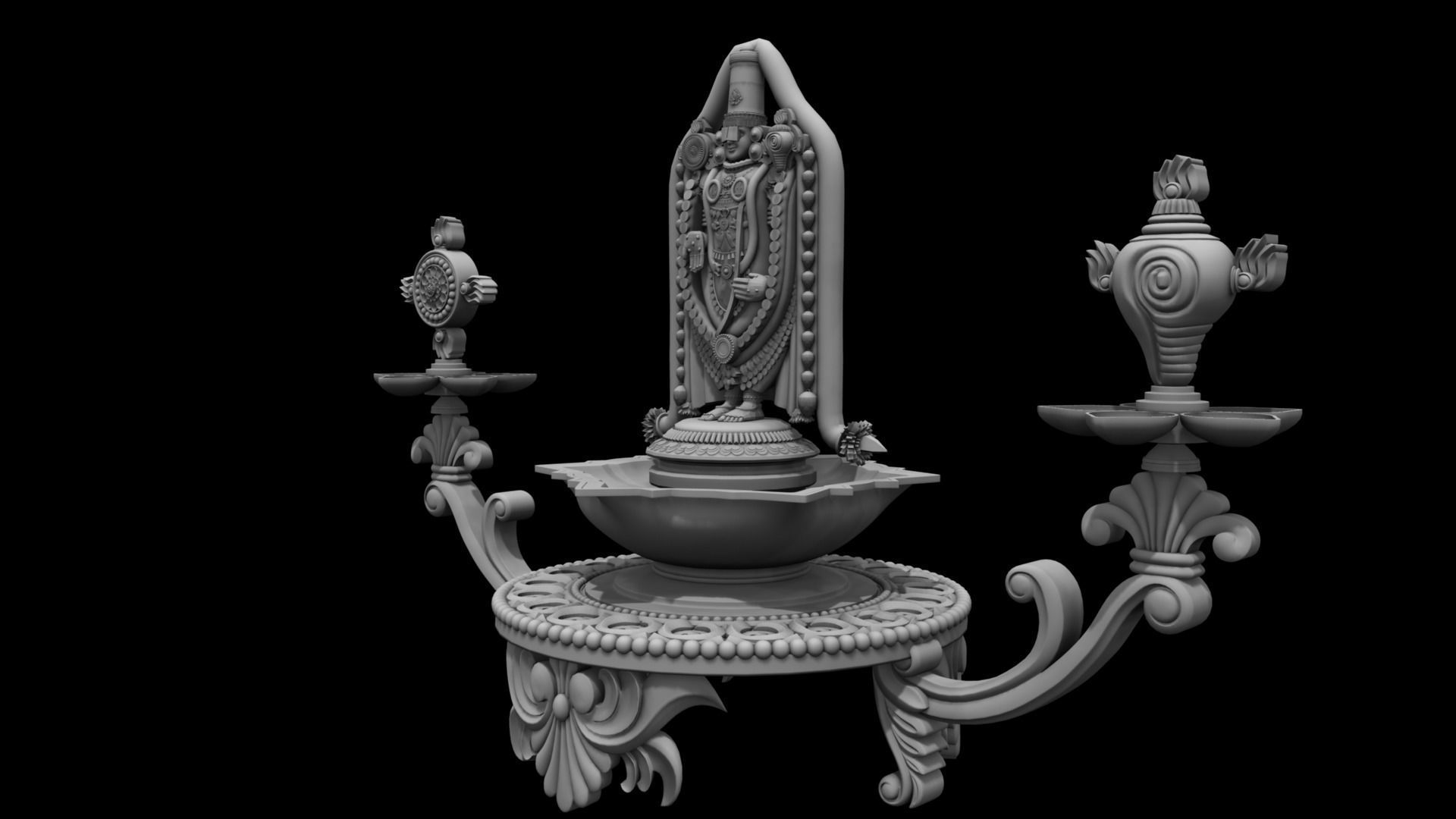 oil lamp venkateswara balaji 3D model_1