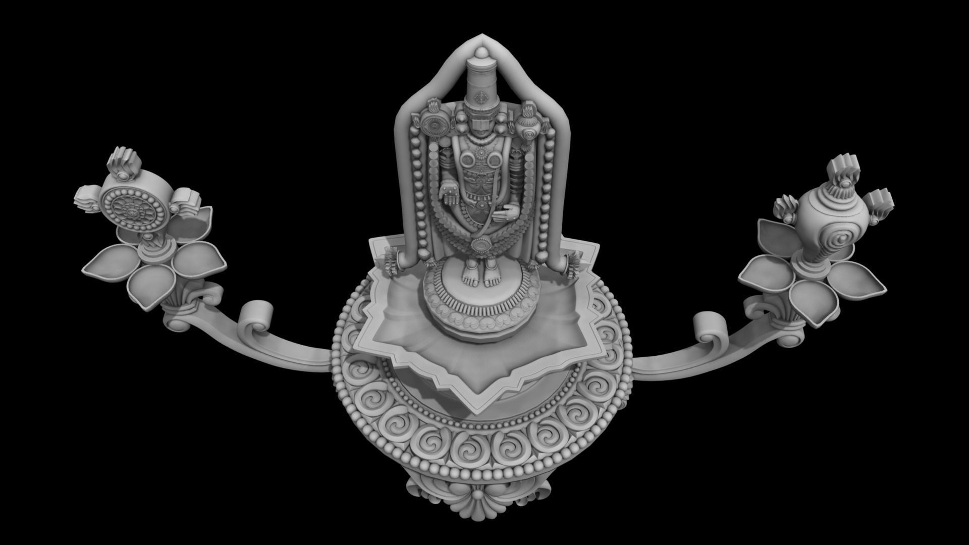 oil lamp venkateswara balaji 3D model_2