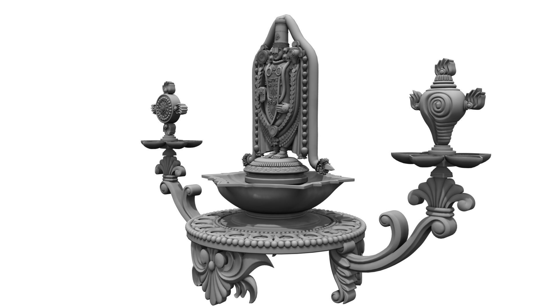 oil lamp venkateswara balaji 3D model_11