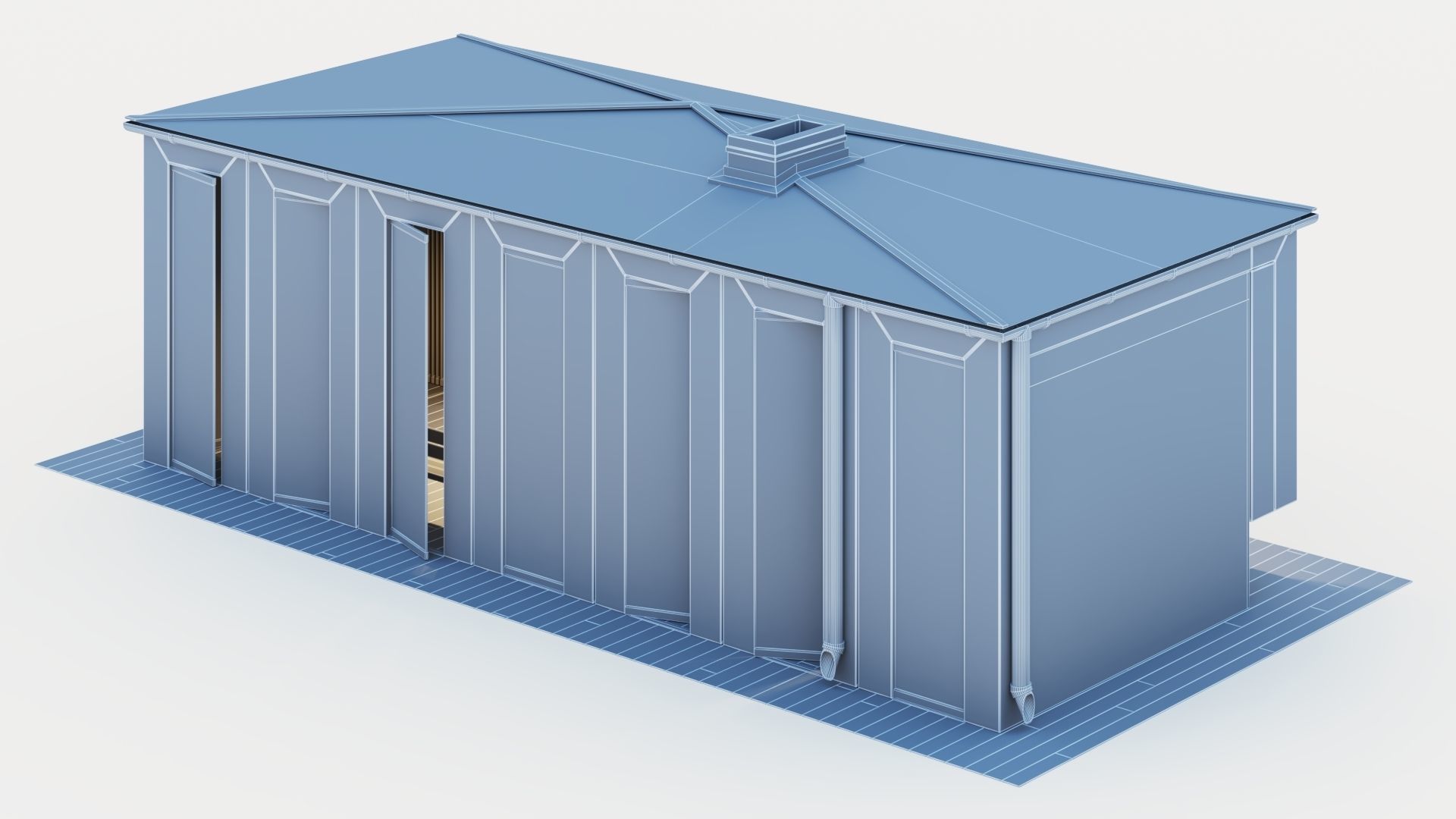 Pavilion with glass sliding partitions 3D model_38