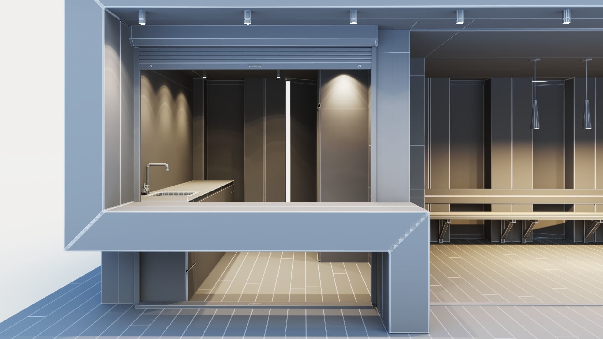 Pavilion with glass sliding partitions 3D model_41