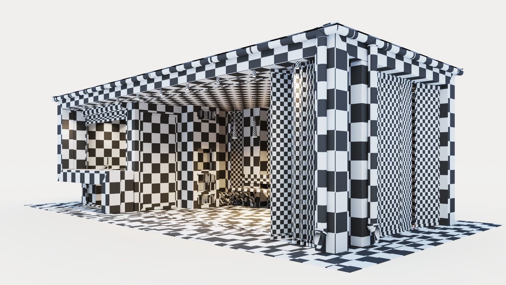 Pavilion with glass sliding partitions 3D model_48