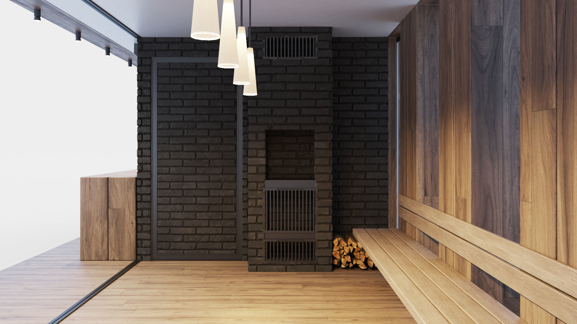 Pavilion with glass sliding partitions 3D model_16