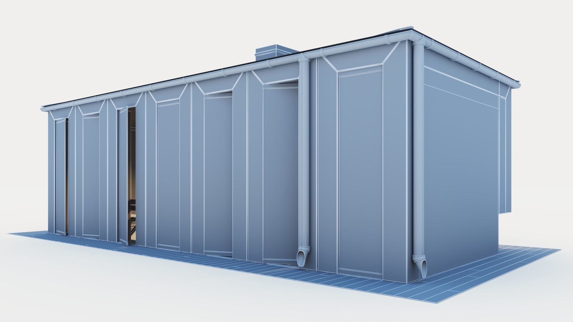 Pavilion with glass sliding partitions 3D model_33