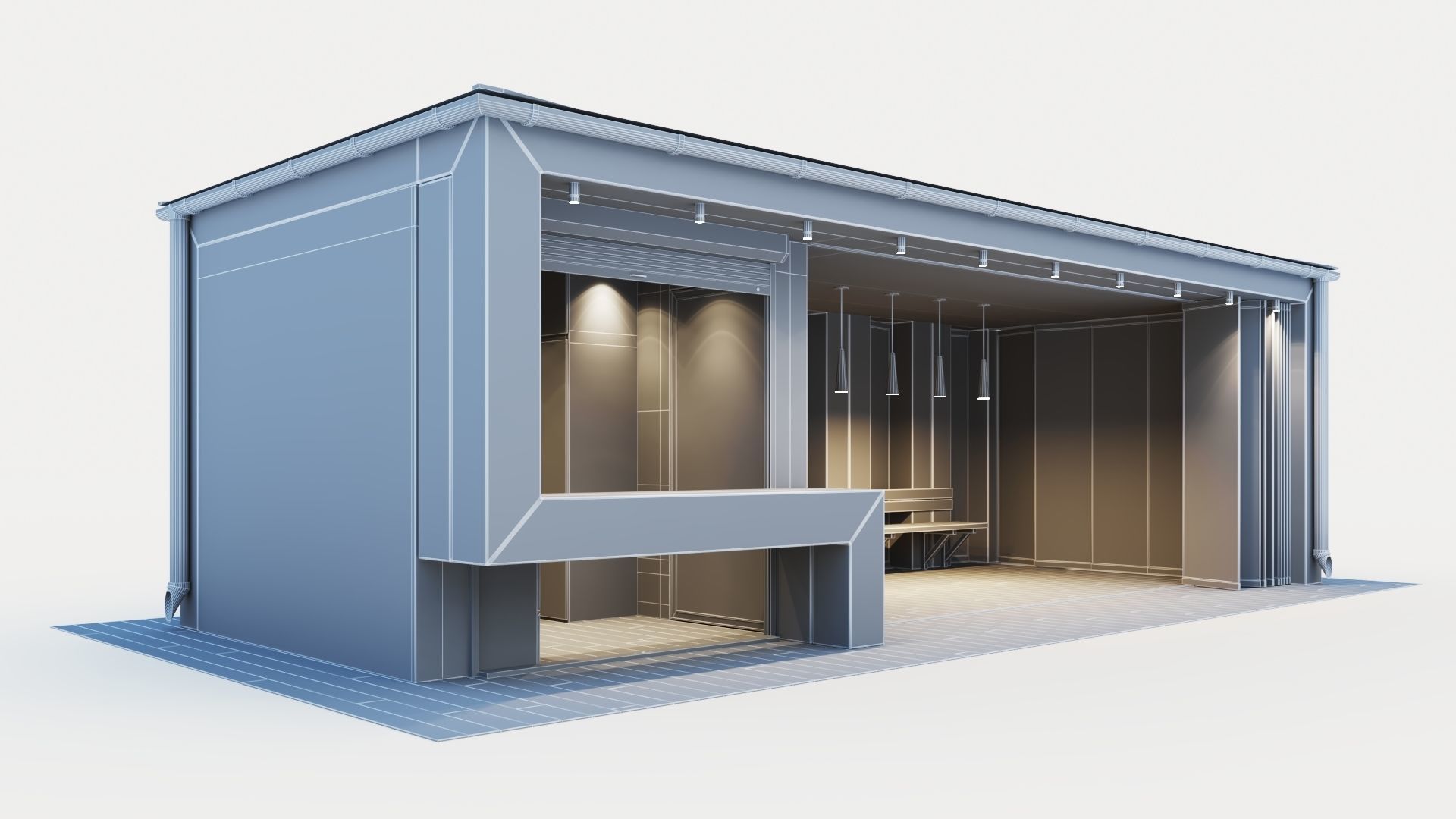 Pavilion with glass sliding partitions 3D model_27