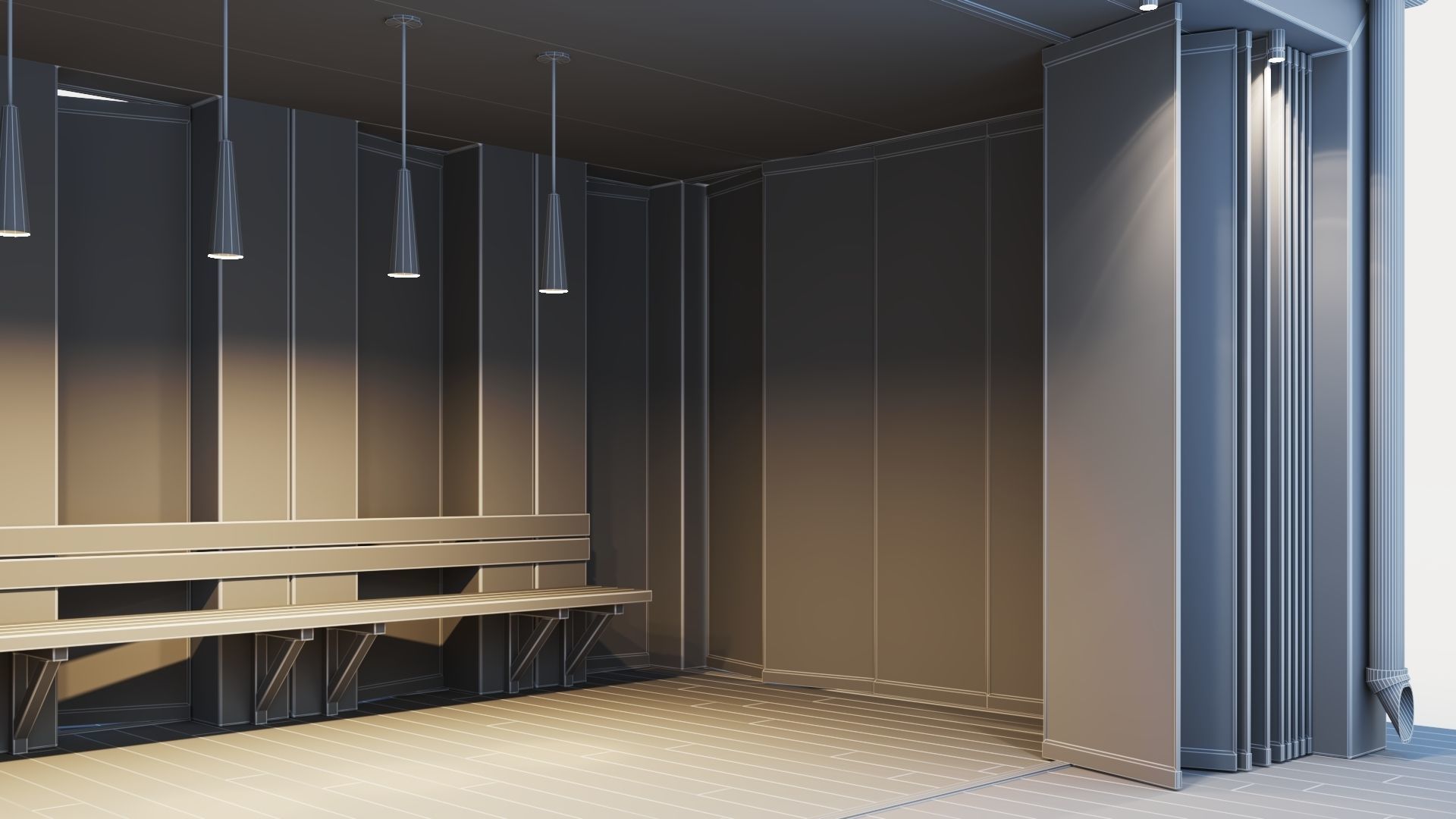 Pavilion with glass sliding partitions 3D model_40