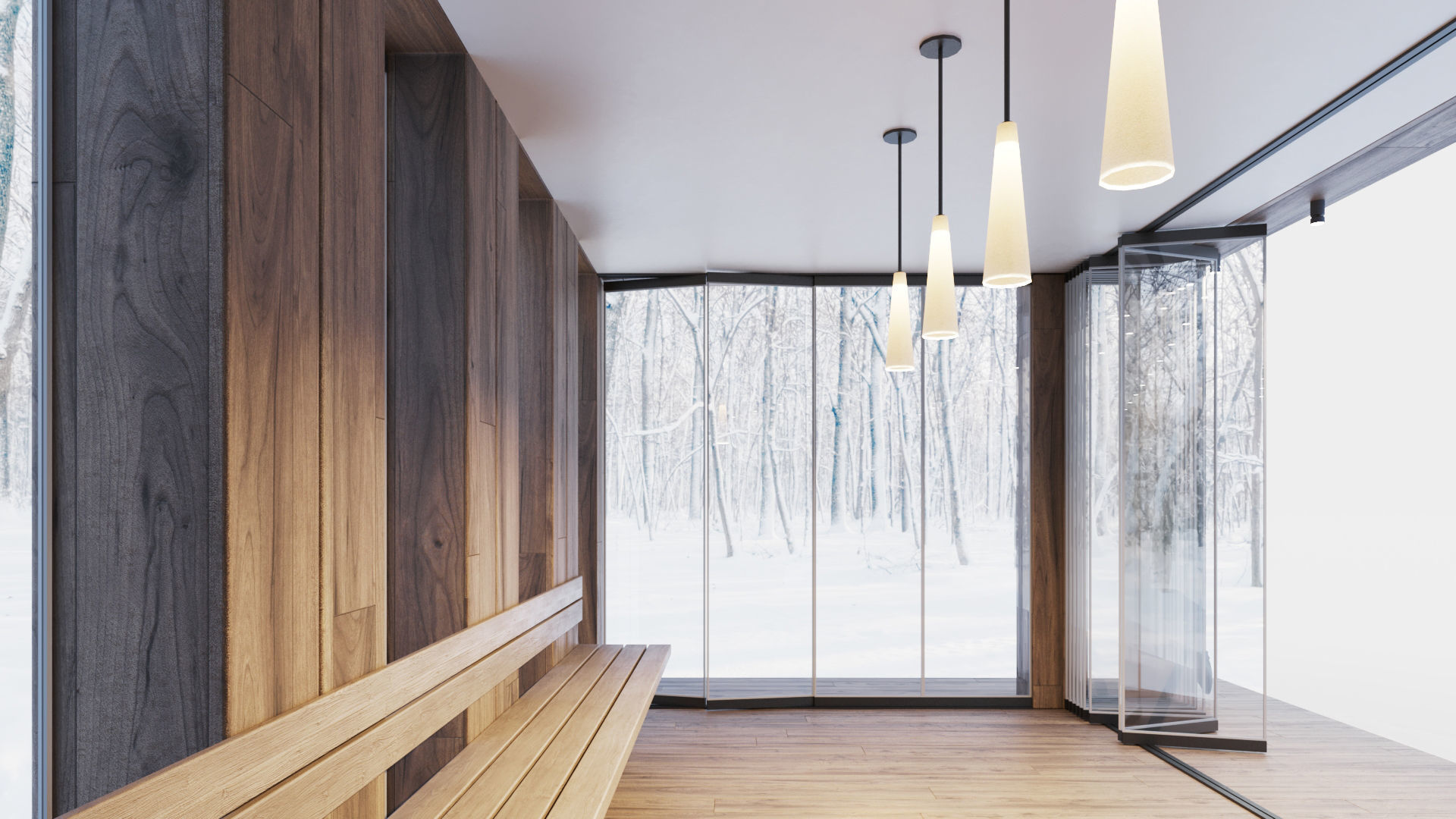 Pavilion with glass sliding partitions 3D model_19