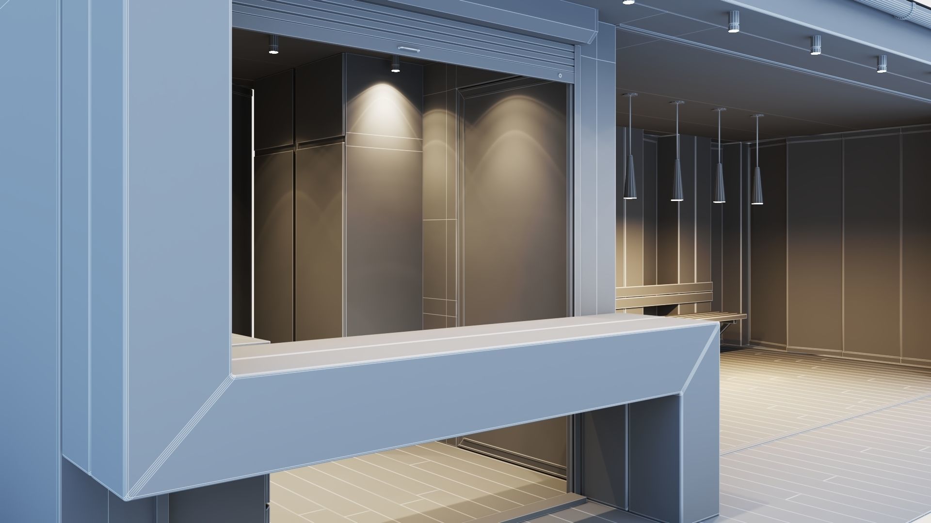 Pavilion with glass sliding partitions 3D model_44