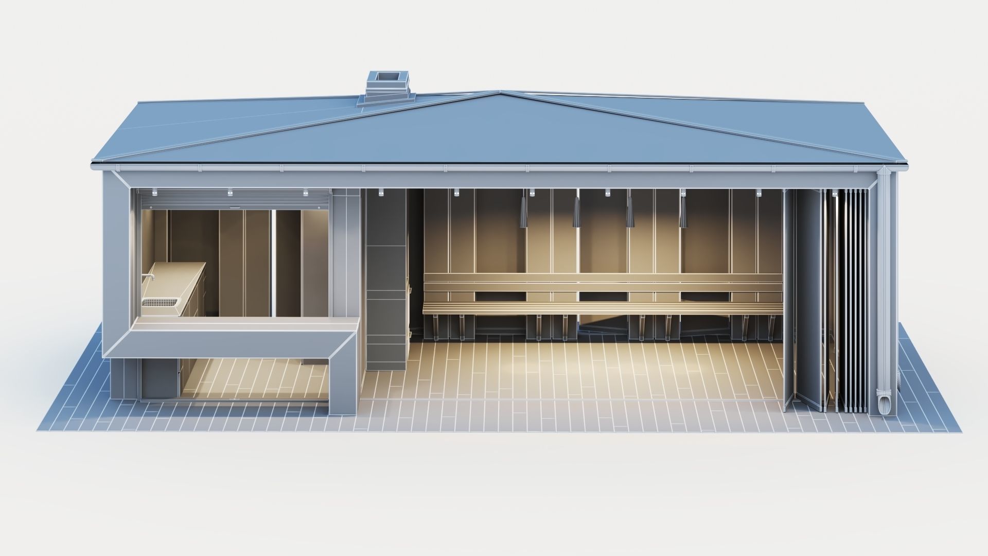 Pavilion with glass sliding partitions 3D model_36