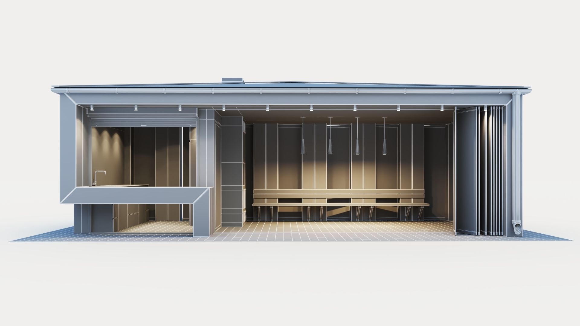 Pavilion with glass sliding partitions 3D model_28