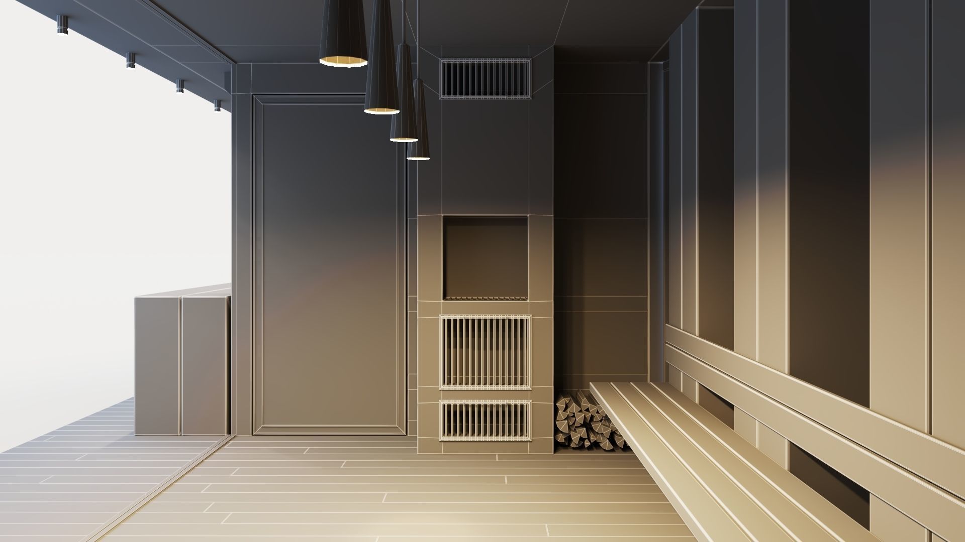 Pavilion with glass sliding partitions 3D model_42