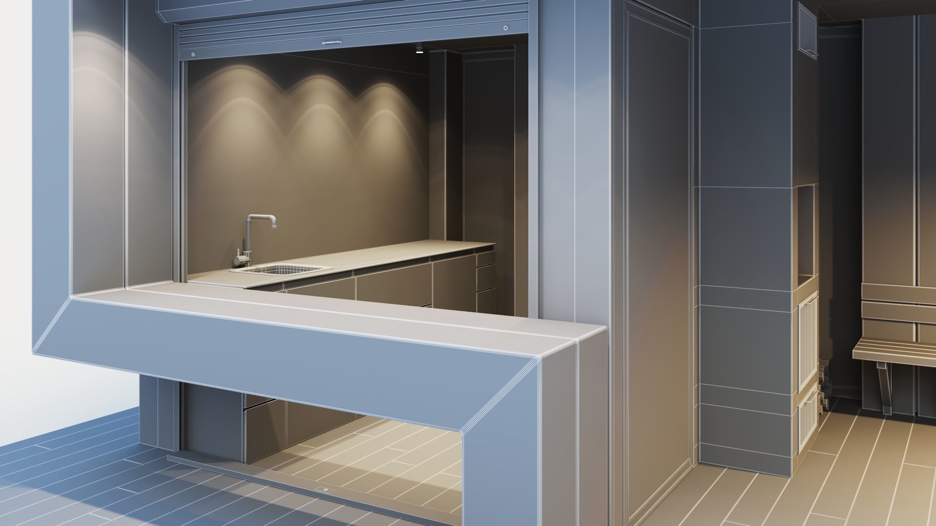 Pavilion with glass sliding partitions 3D model_43