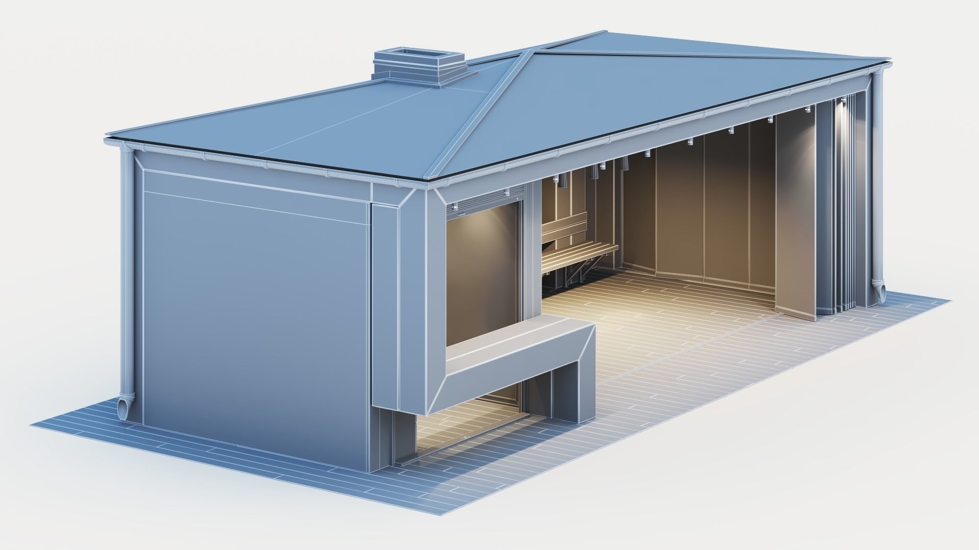 Pavilion with glass sliding partitions 3D model_35