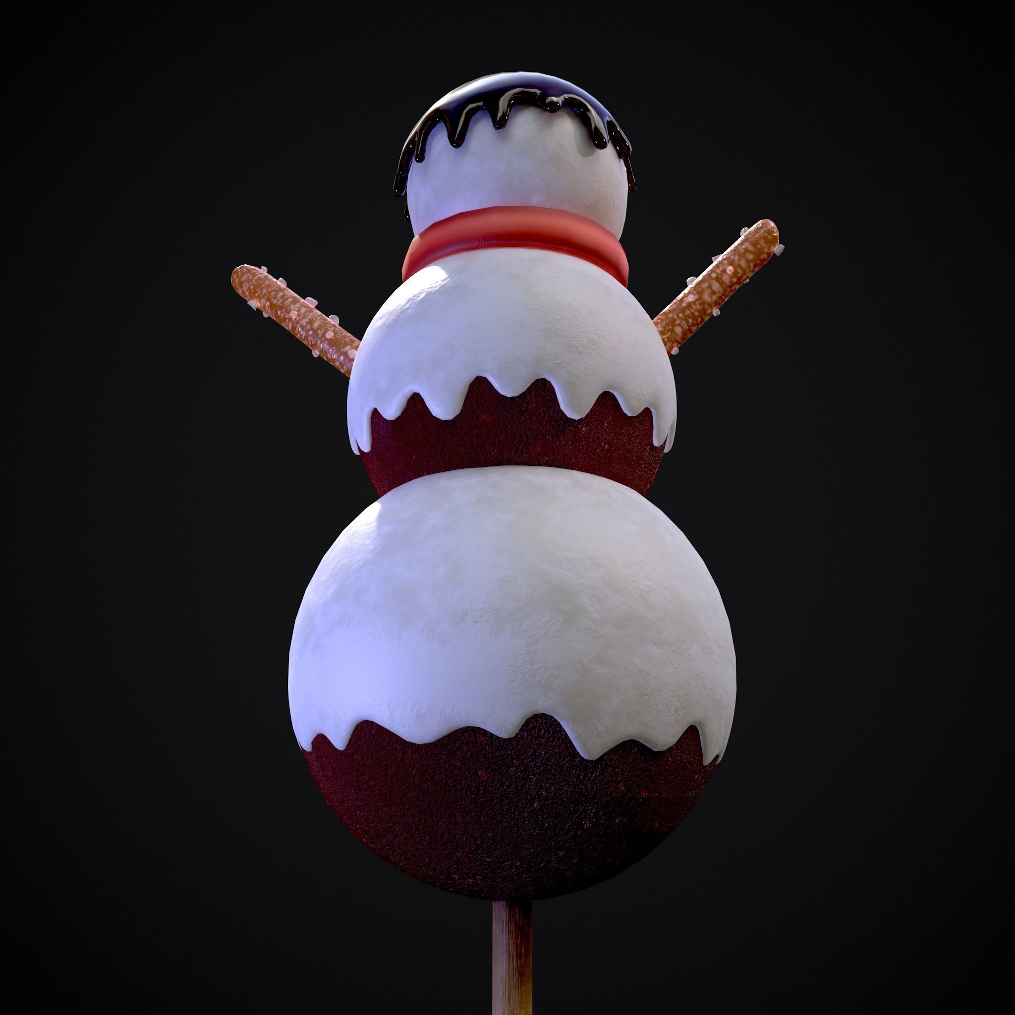 Snowman on a Stick Low-poly 3D model_31