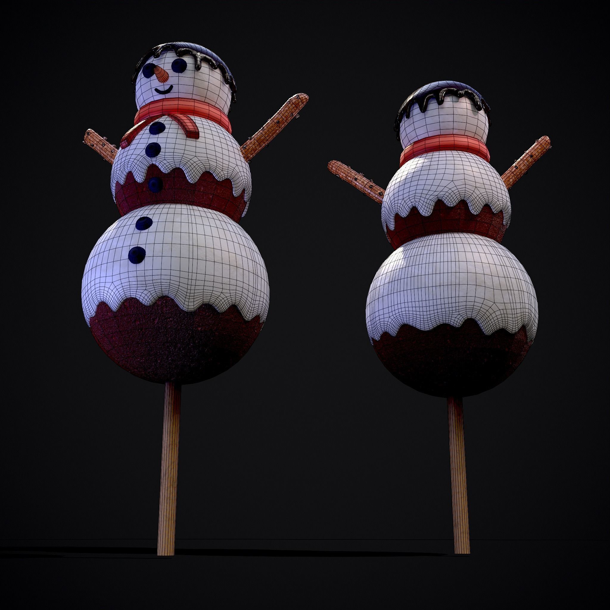 Snowman on a Stick Low-poly 3D model_28