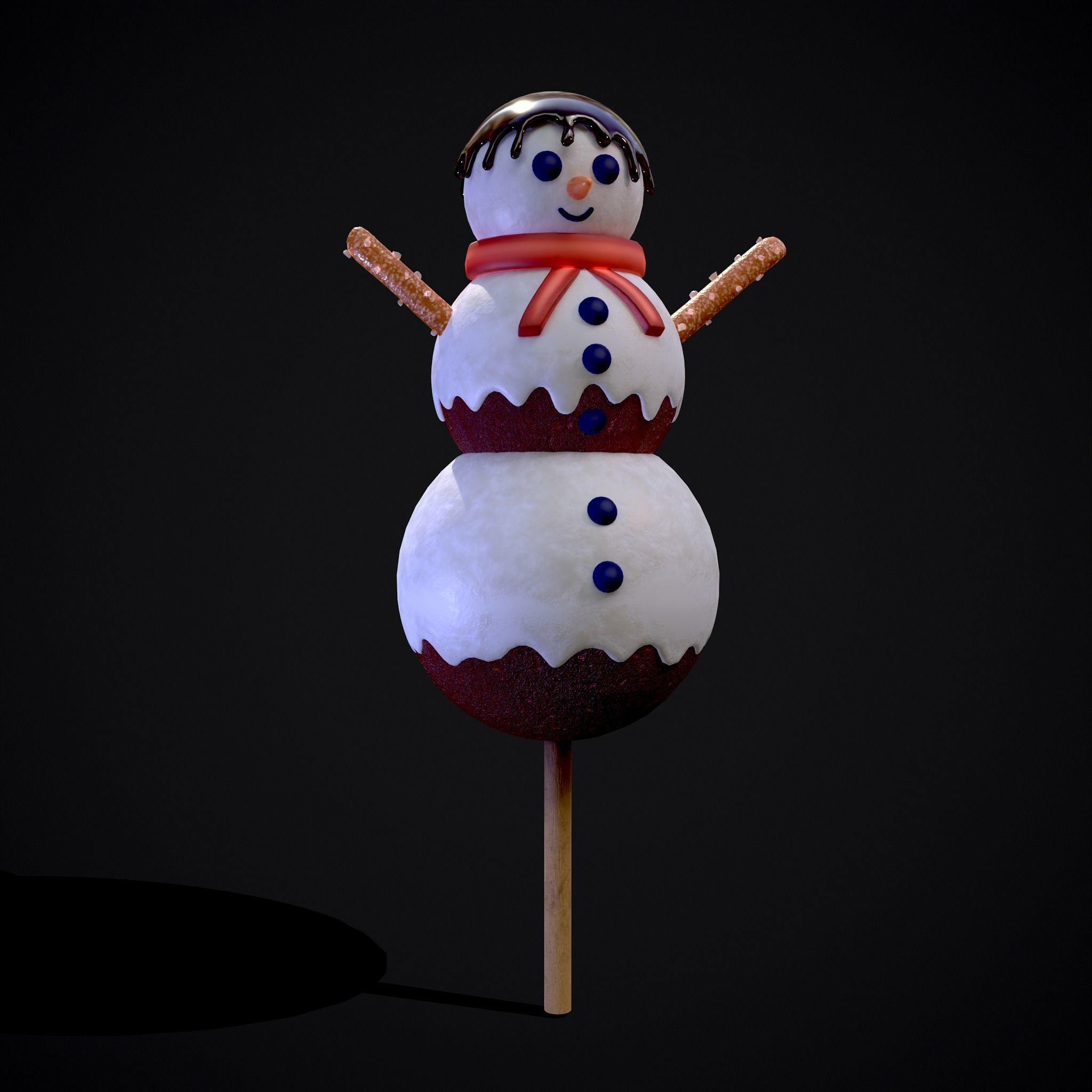 Snowman on a Stick Low-poly 3D model_33