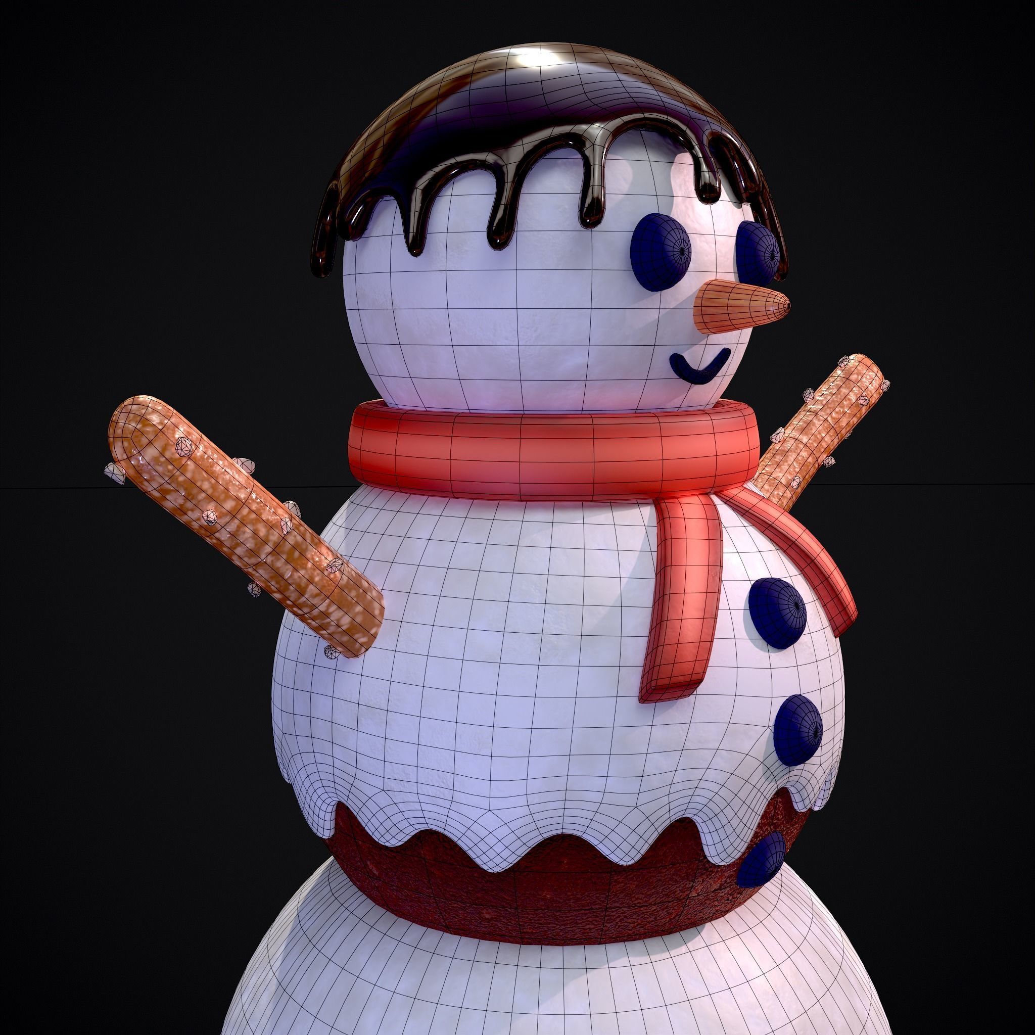 Snowman on a Stick Low-poly 3D model_22