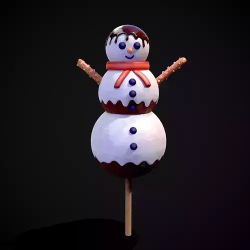 Snowman on a Stick Low-poly 3D model