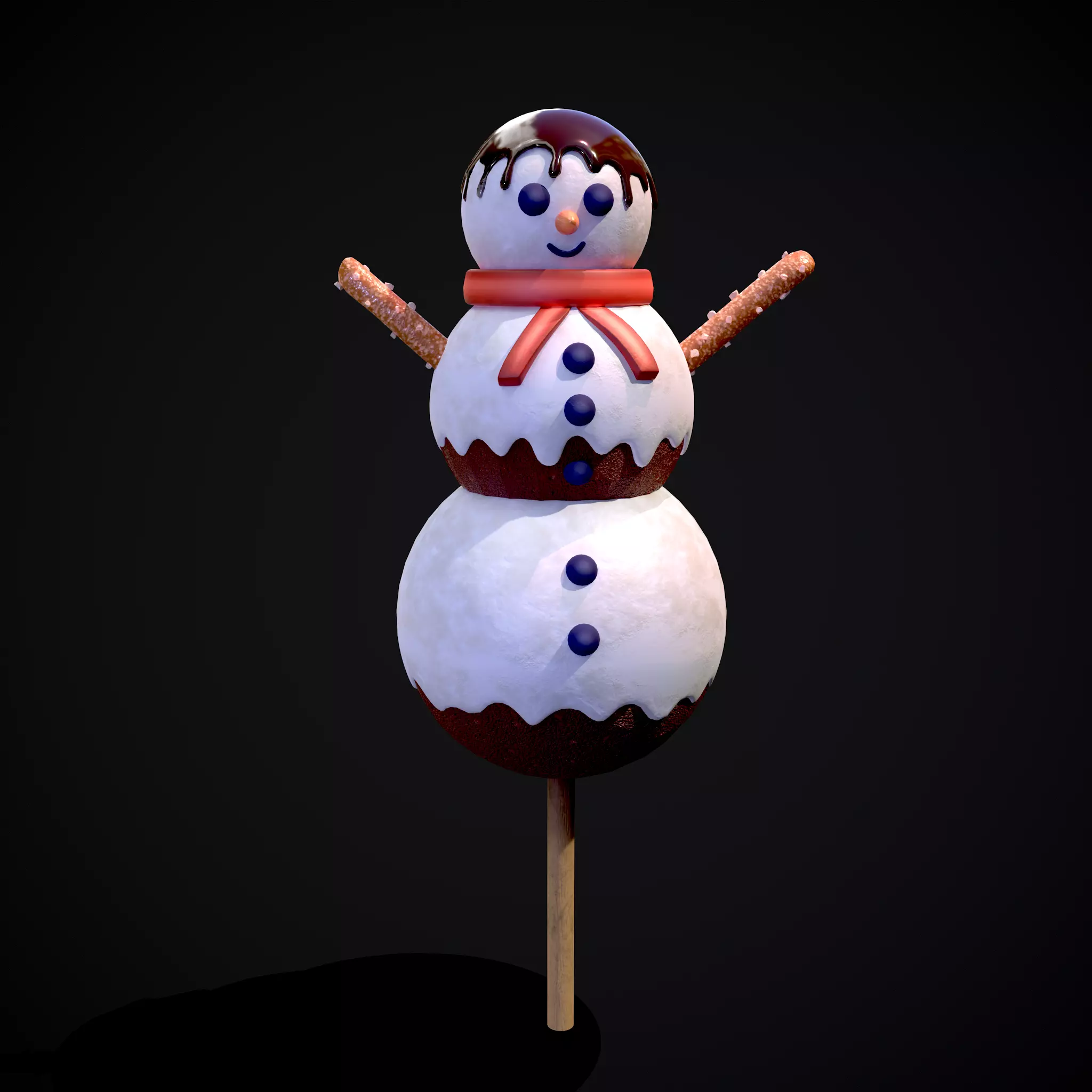 Snowman on a Stick Low-poly 3D model_0