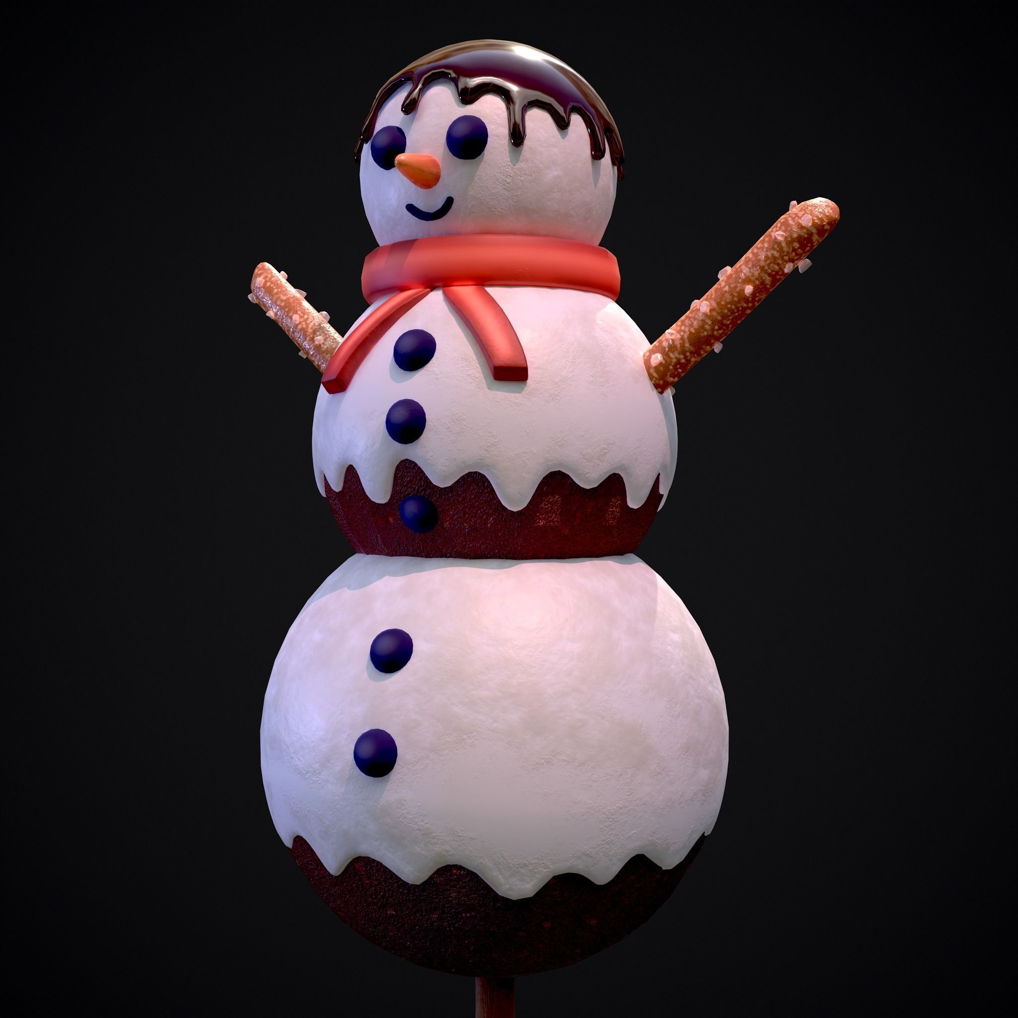 Snowman on a Stick Low-poly 3D model_13