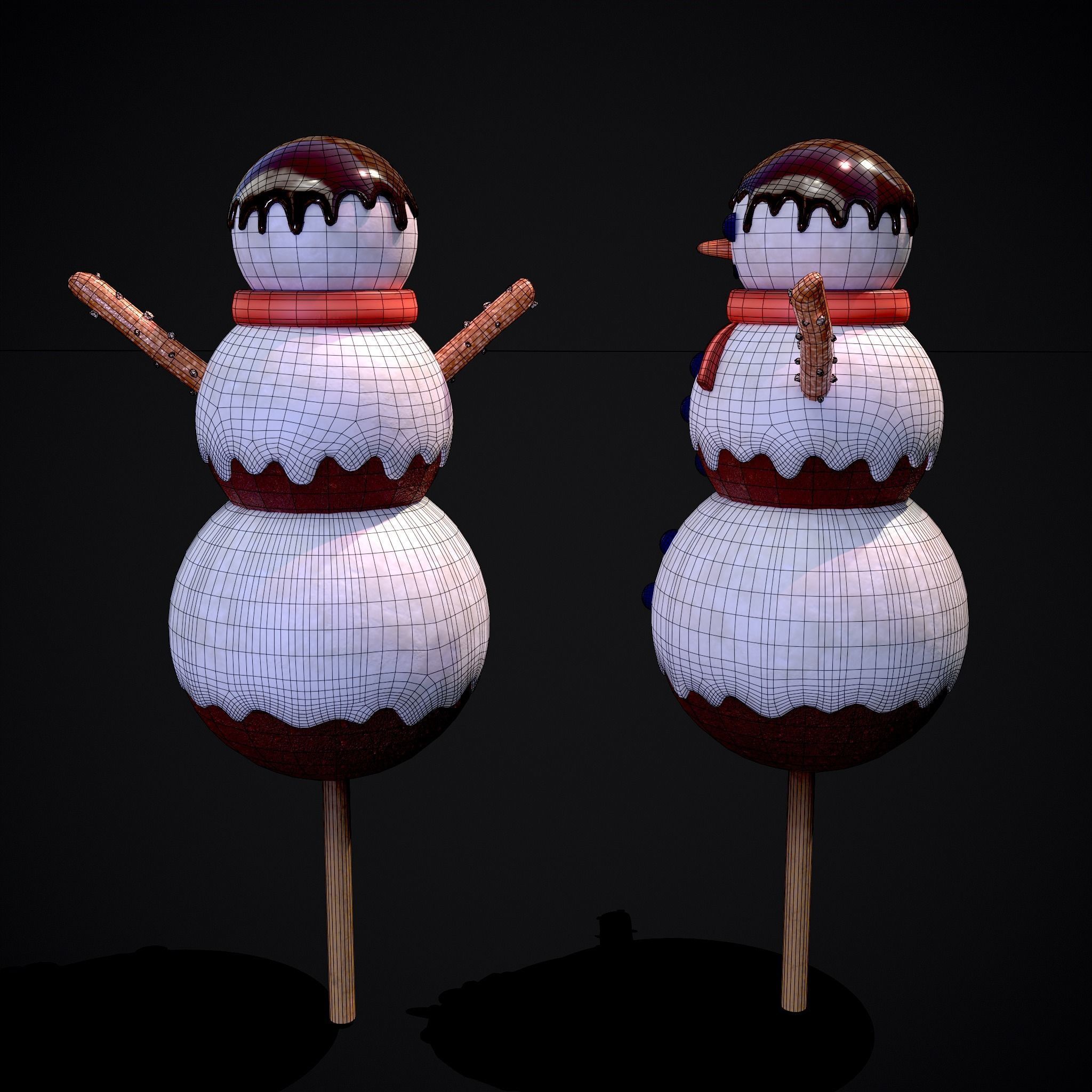 Snowman on a Stick Low-poly 3D model_6
