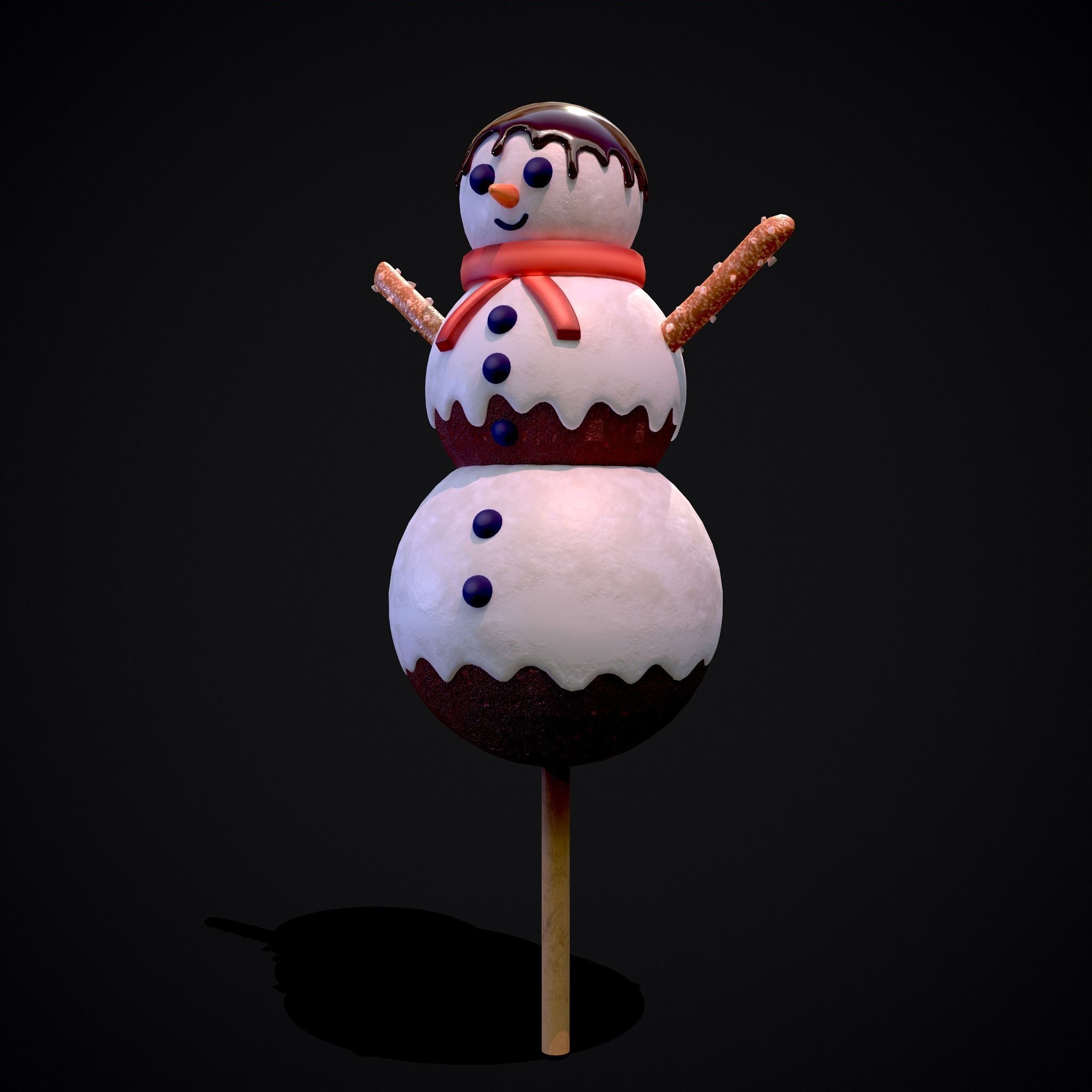 Snowman on a Stick Low-poly 3D model_11