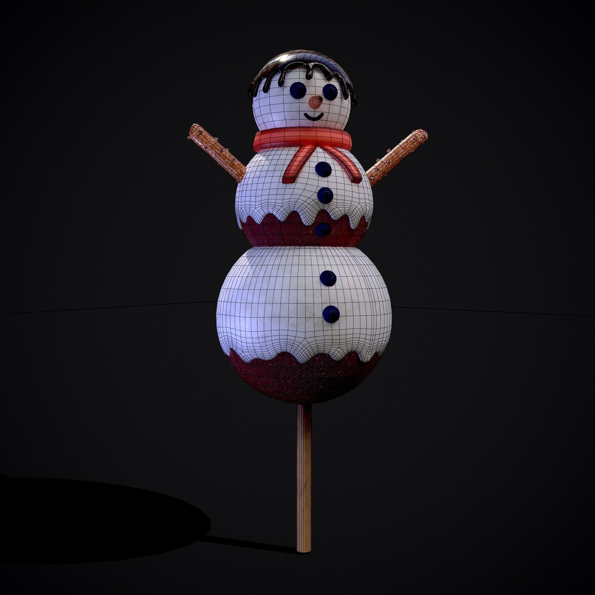 Snowman on a Stick Low-poly 3D model_34