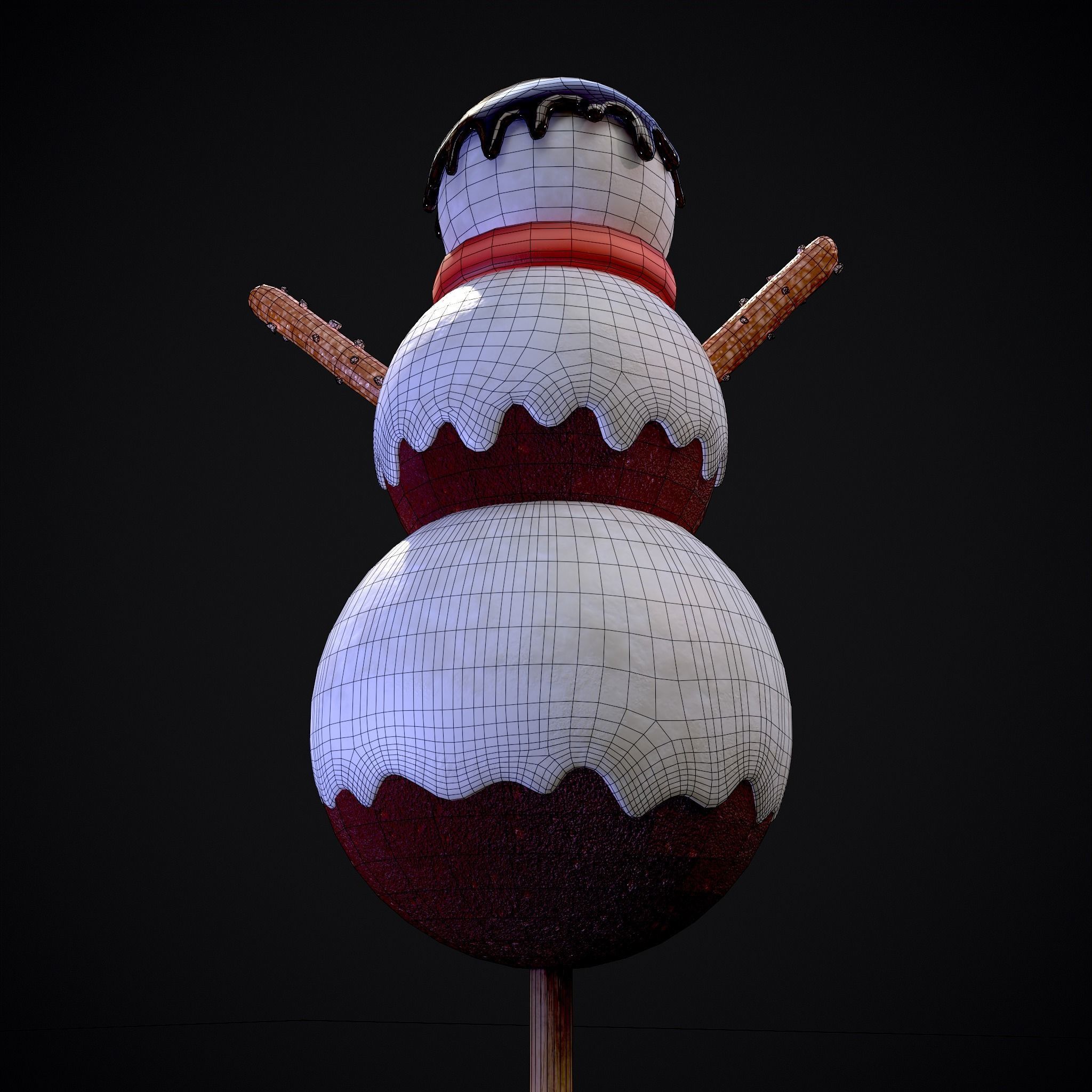 Snowman on a Stick Low-poly 3D model_32