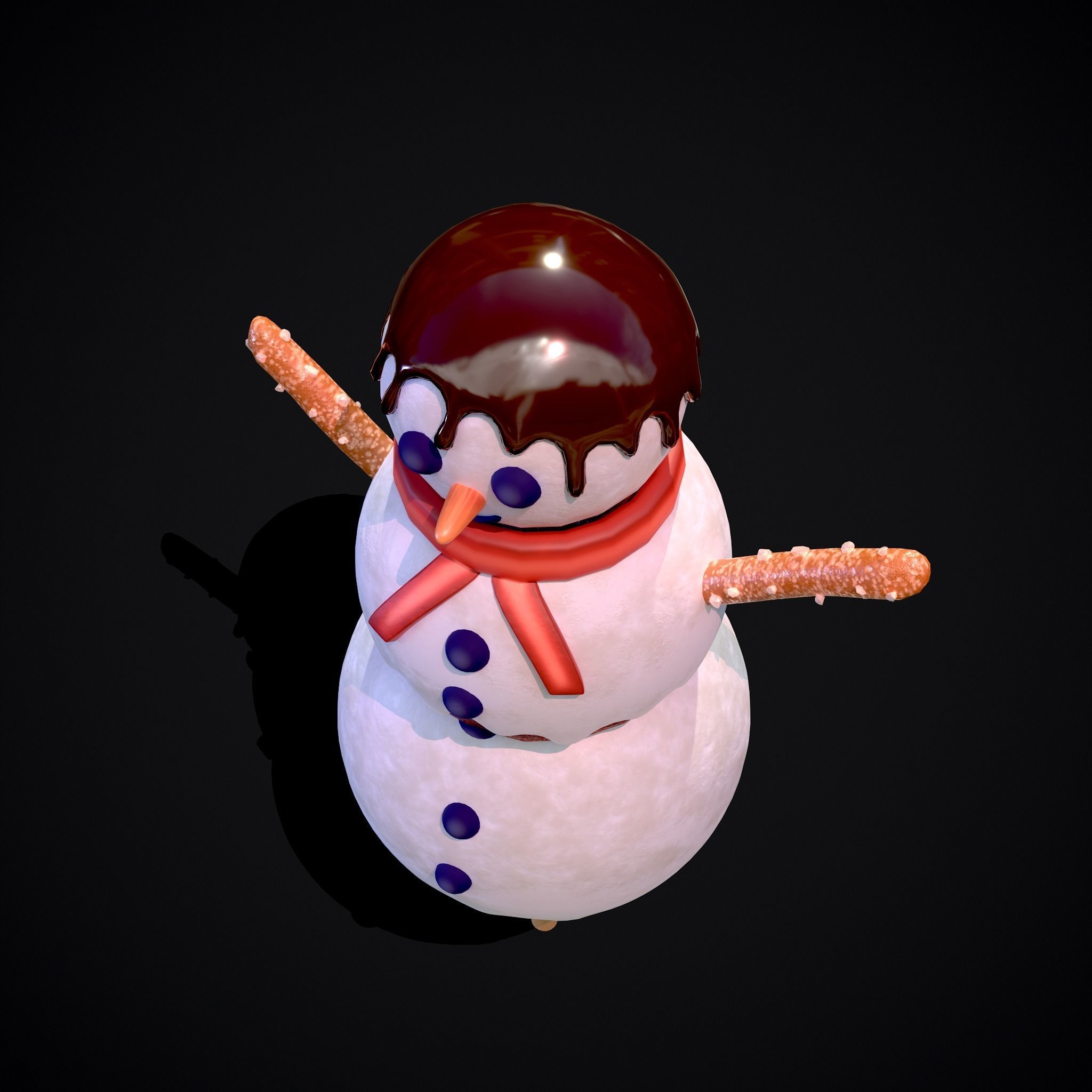 Snowman on a Stick Low-poly 3D model_9