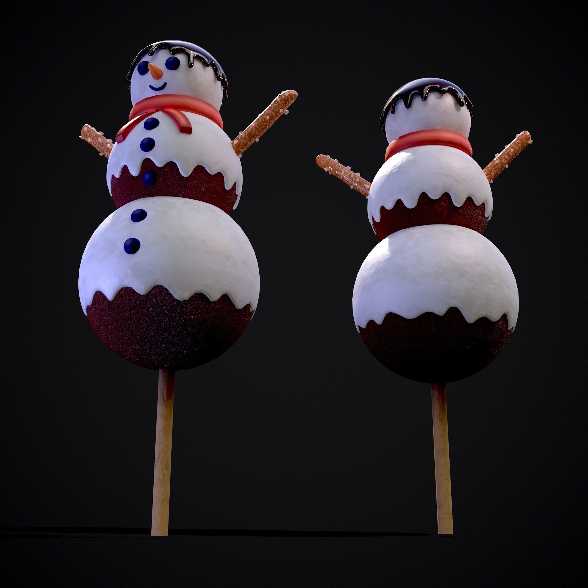 Snowman on a Stick Low-poly 3D model_27