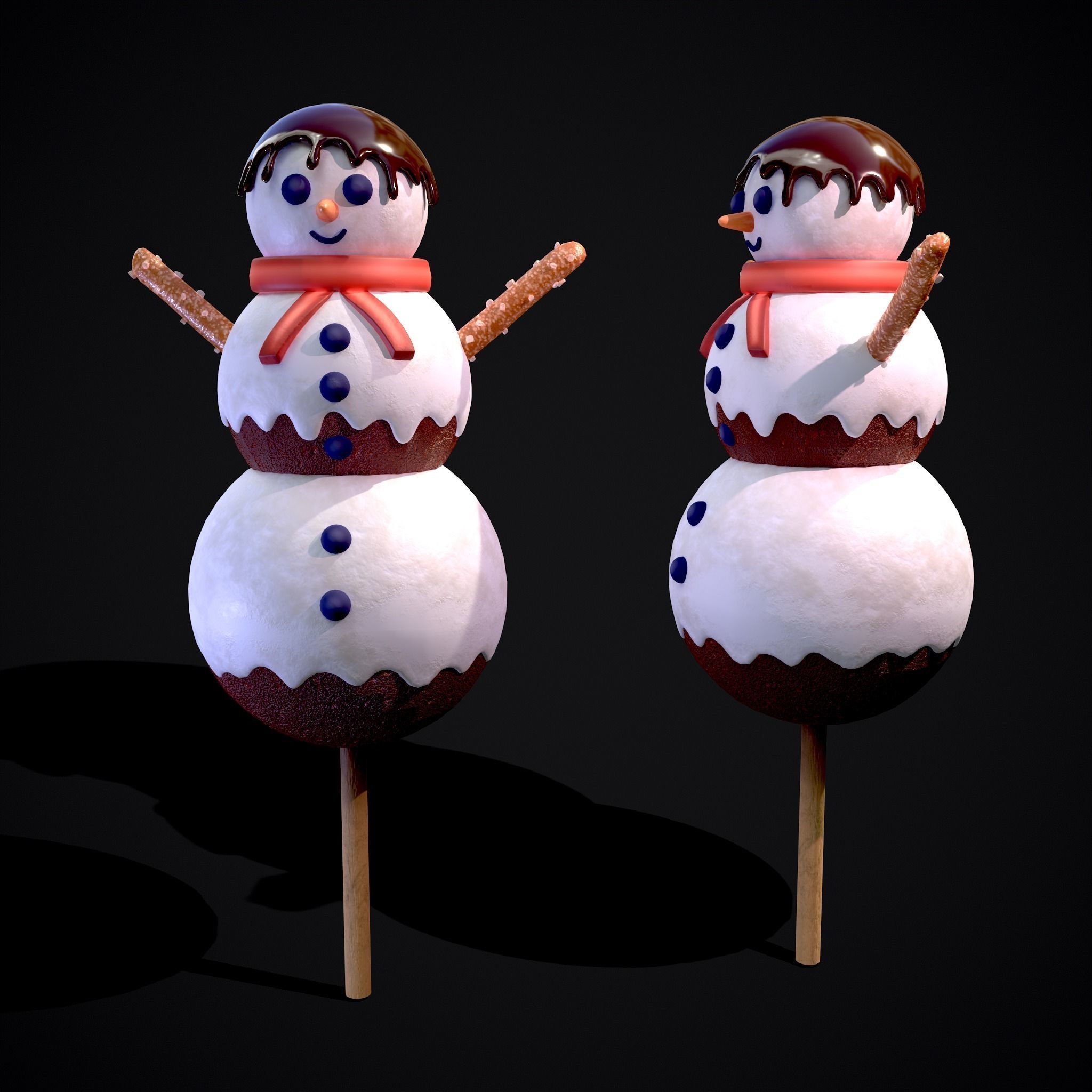 Snowman on a Stick Low-poly 3D model_23