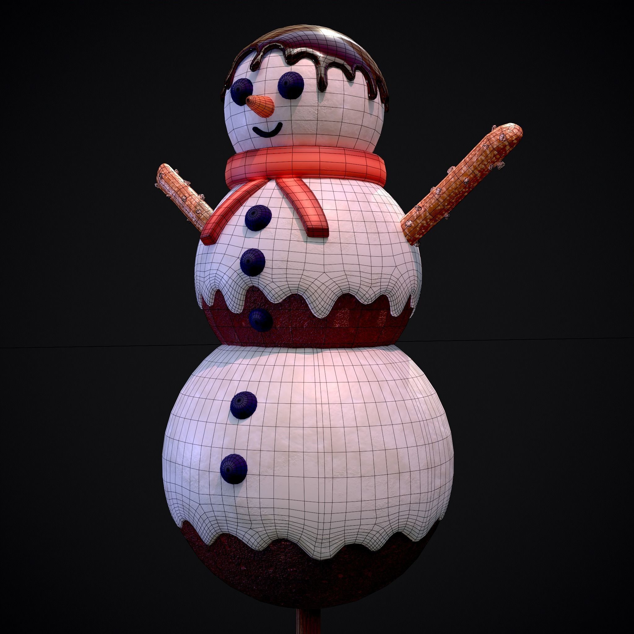 Snowman on a Stick Low-poly 3D model_14