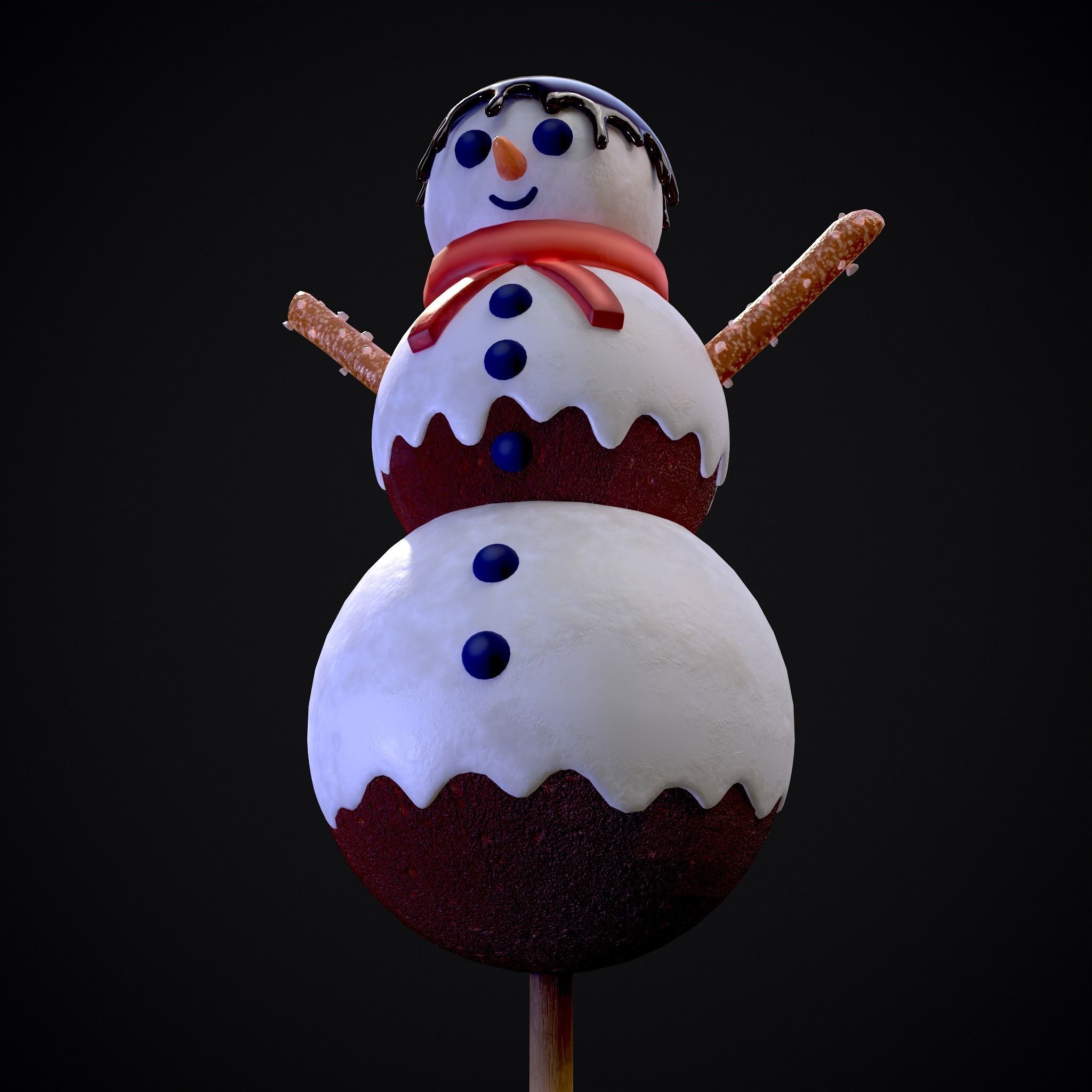 Snowman on a Stick Low-poly 3D model_29