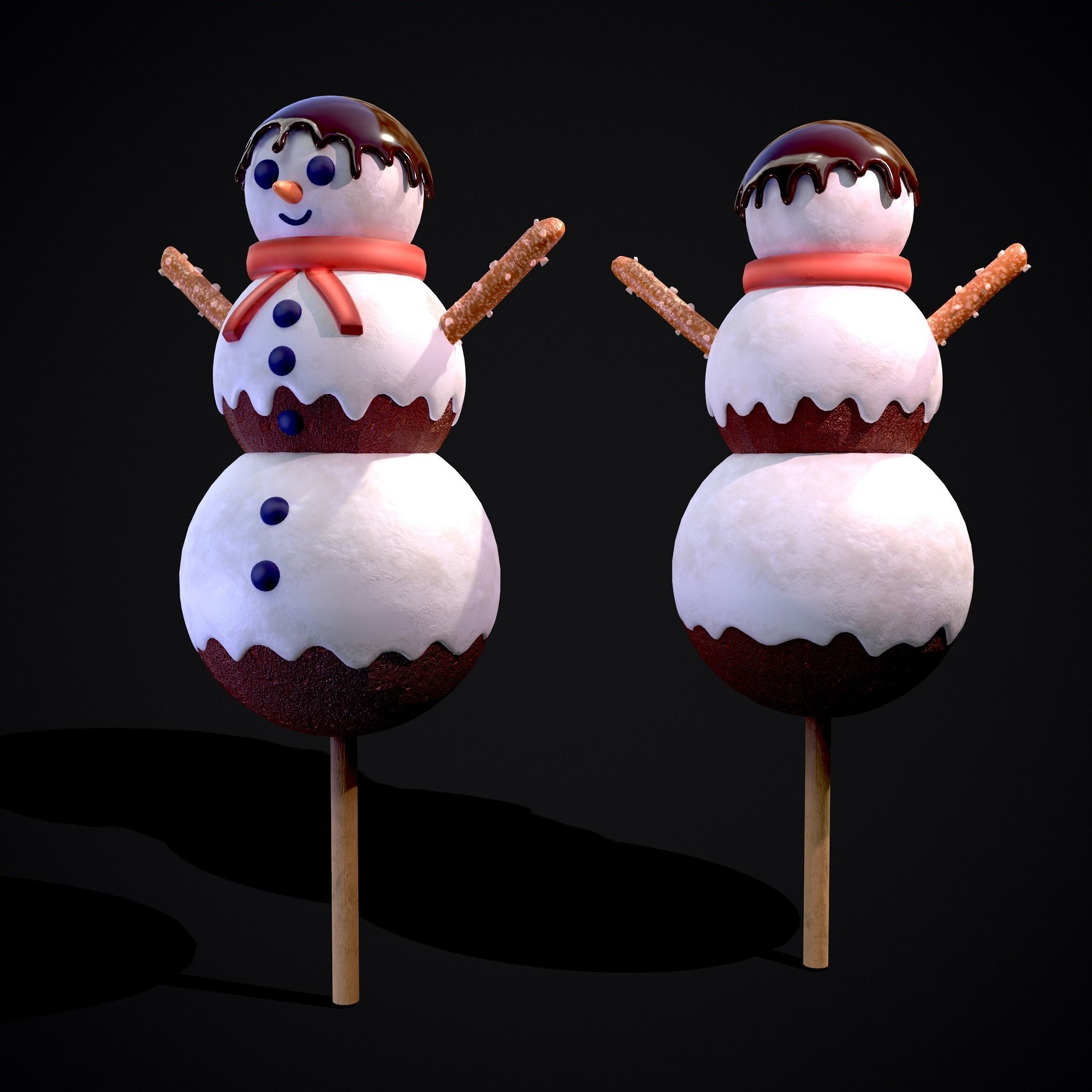 Snowman on a Stick Low-poly 3D model_25