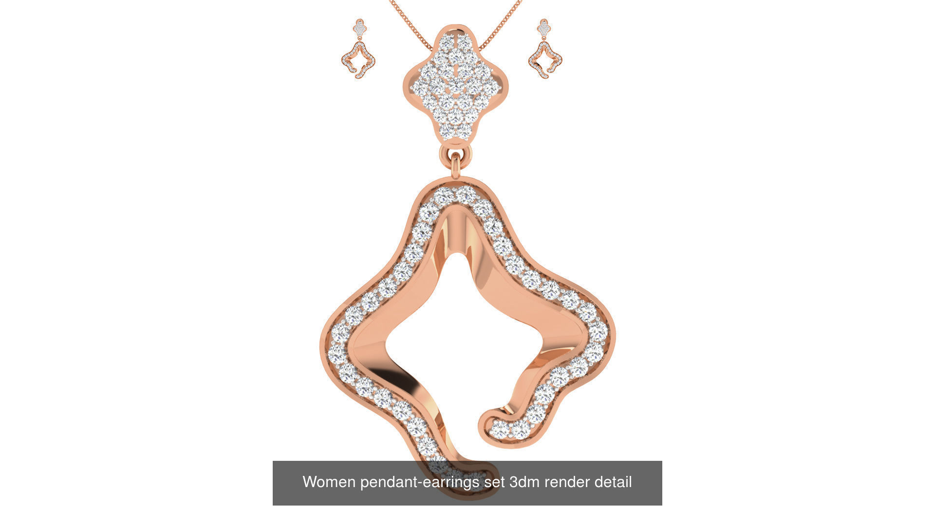 172 Women pendant-earrings set 3dm render detail  3D Model Collection_100
