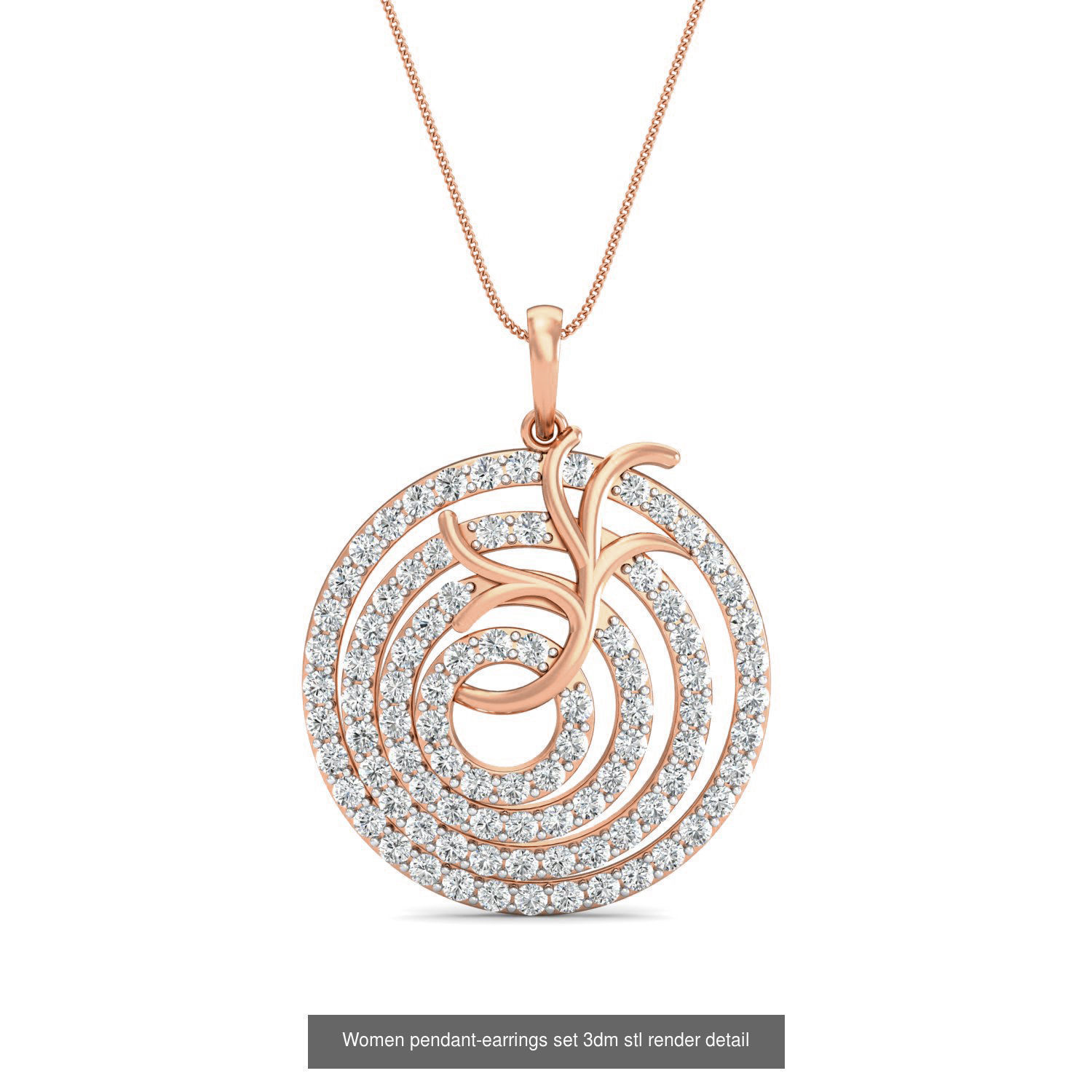 172 Women pendant-earrings set 3dm render detail  3D Model Collection_157