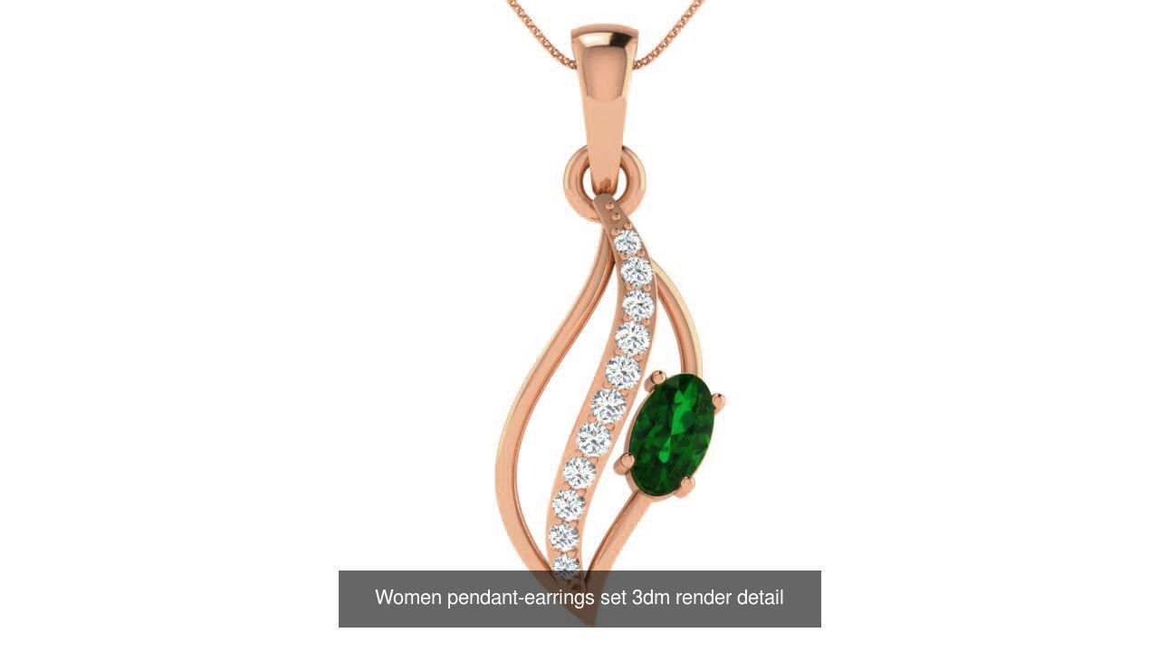 172 Women pendant-earrings set 3dm render detail  3D Model Collection_122