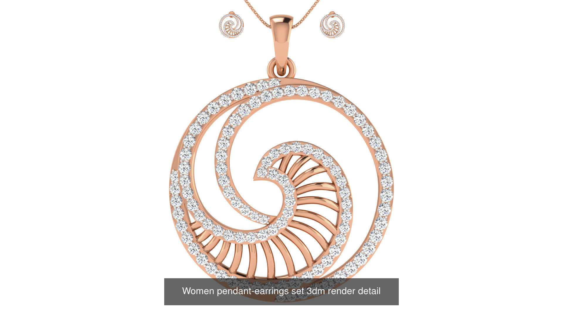 172 Women pendant-earrings set 3dm render detail  3D Model Collection_103