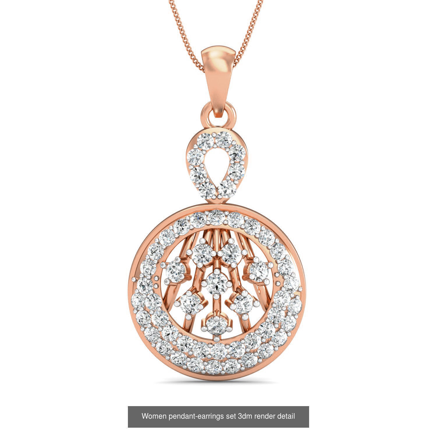 172 Women pendant-earrings set 3dm render detail  3D Model Collection_78