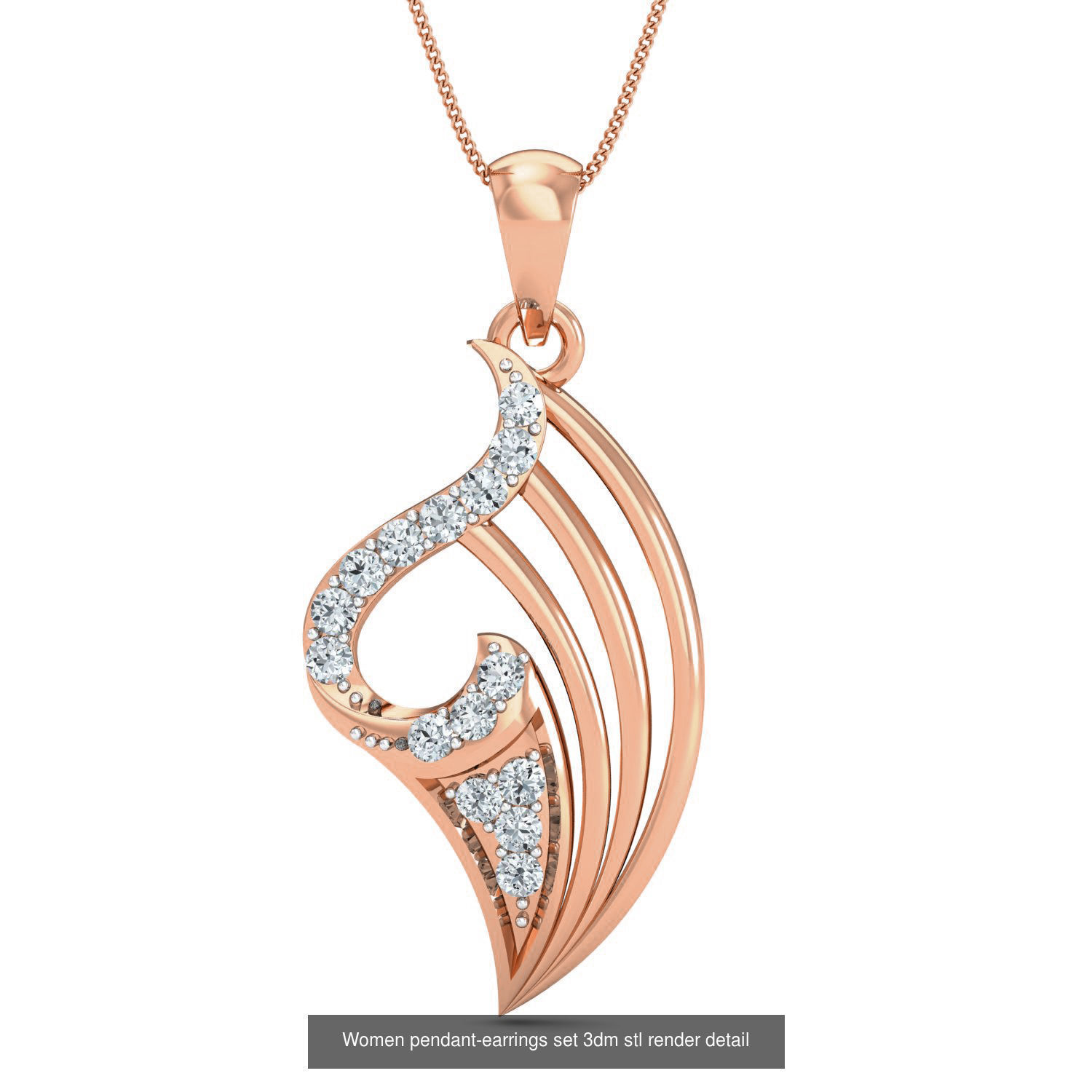172 Women pendant-earrings set 3dm render detail  3D Model Collection_62