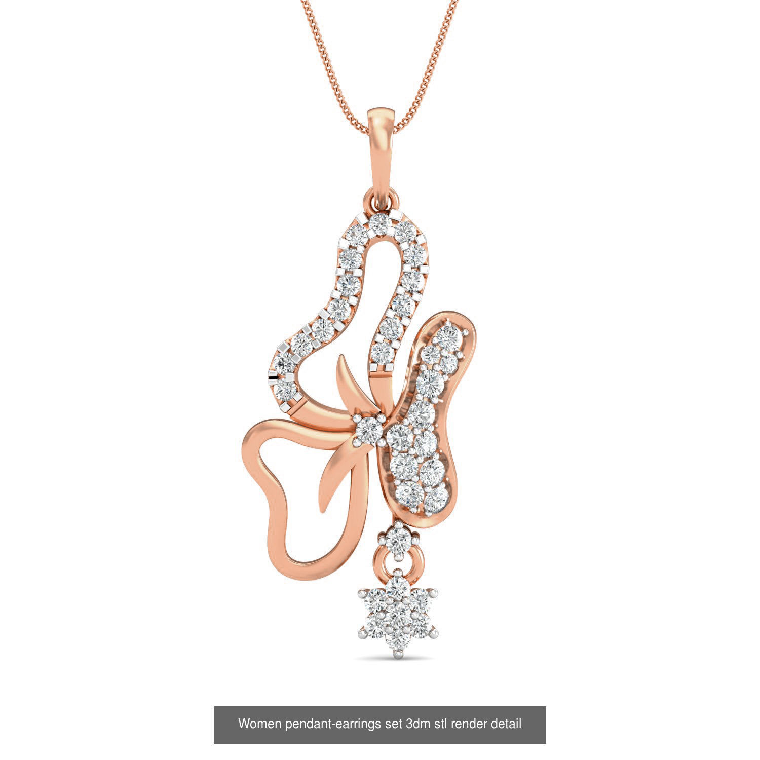 172 Women pendant-earrings set 3dm render detail  3D Model Collection_148