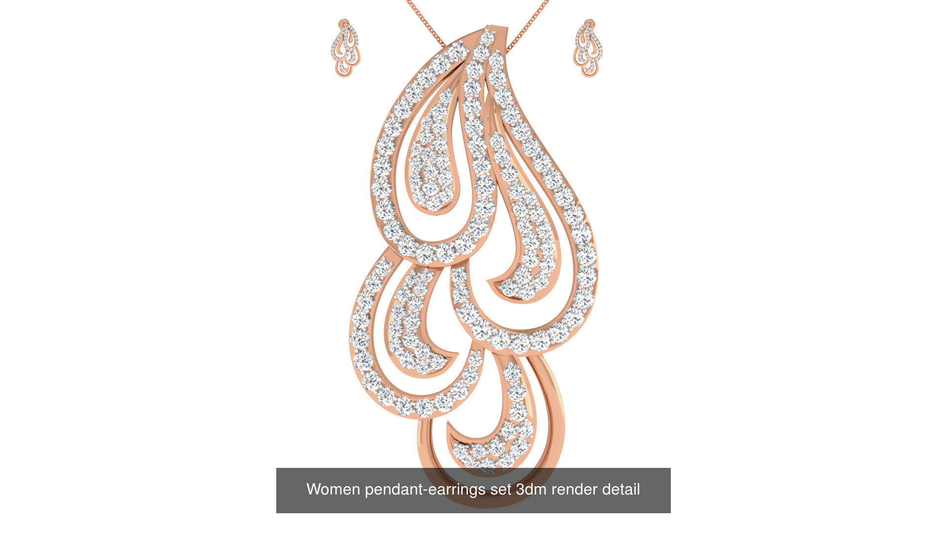 172 Women pendant-earrings set 3dm render detail  3D Model Collection_97