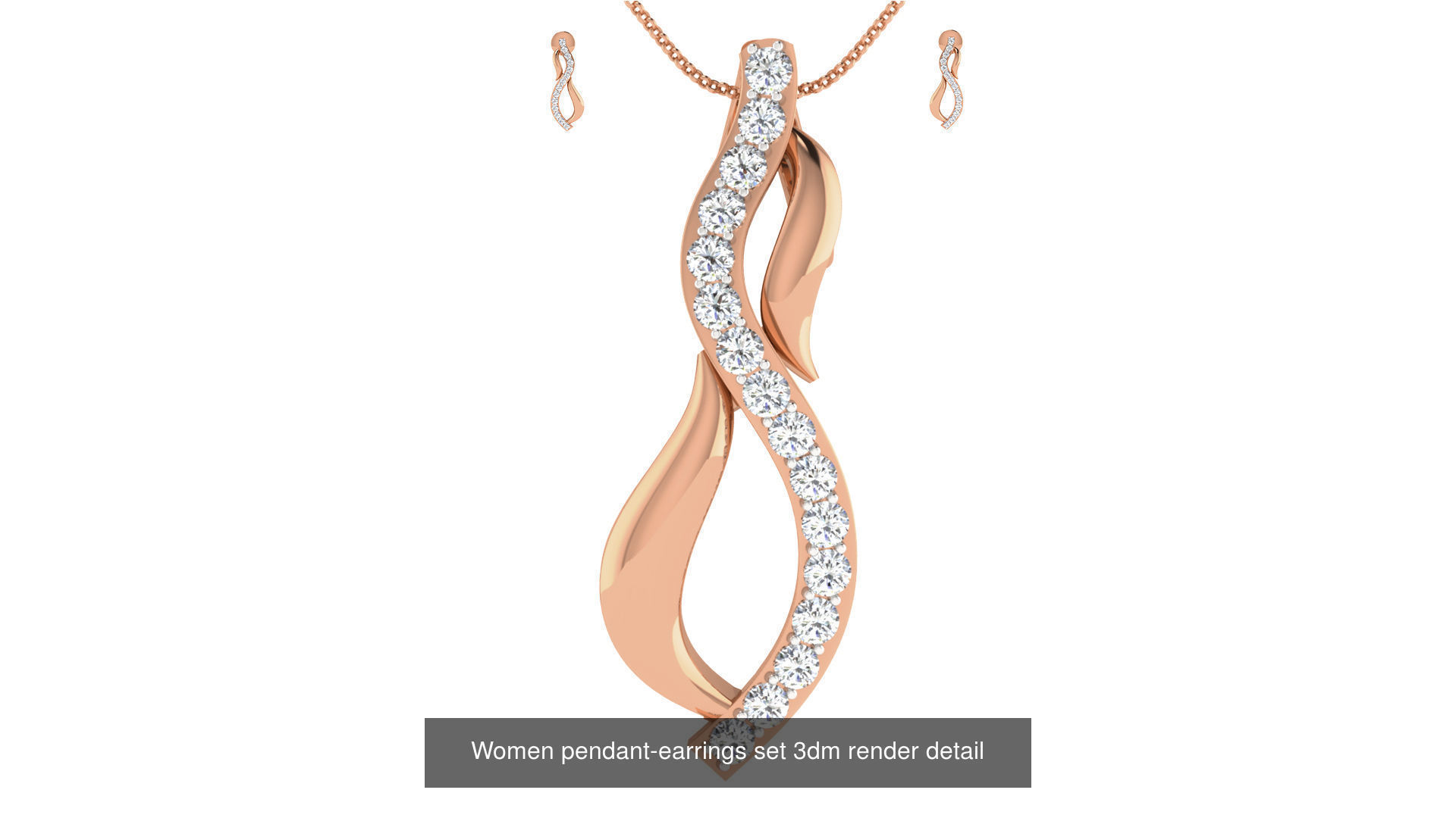 172 Women pendant-earrings set 3dm render detail  3D Model Collection_127