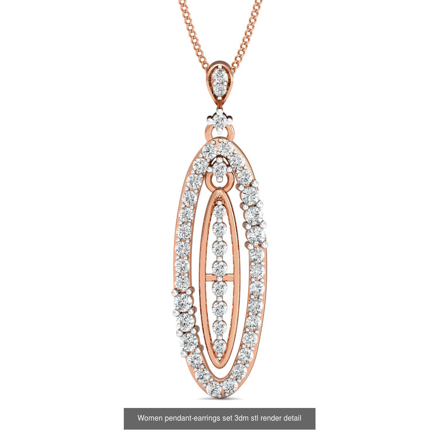 172 Women pendant-earrings set 3dm render detail  3D Model Collection_164